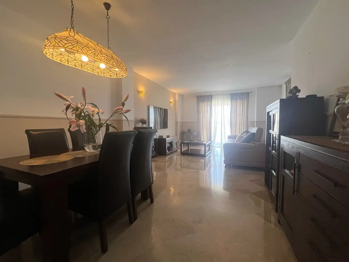 Menjador de Apartament en venda en Mijas amb Aire condicionat, Terrassa i Traster