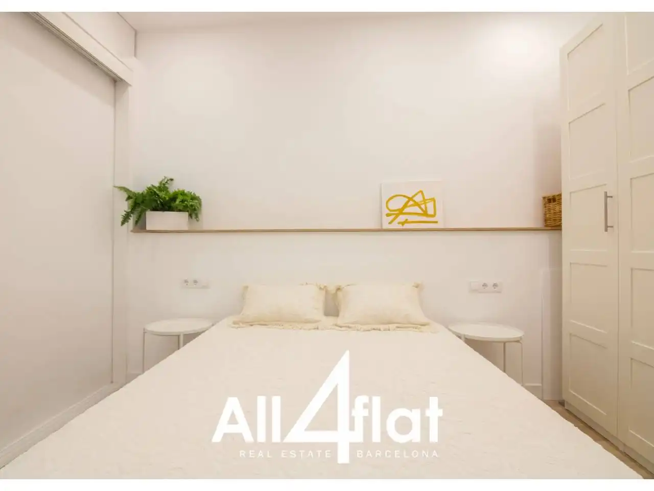 Schlafzimmer von Wohnung zur Miete in Barcelona mit Klimaanlage, Parkett und Möbliert