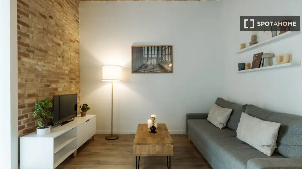 Sala de estar de Piso de alquiler en Barcelona con Aire acondicionado, Calefacción y Amueblado
