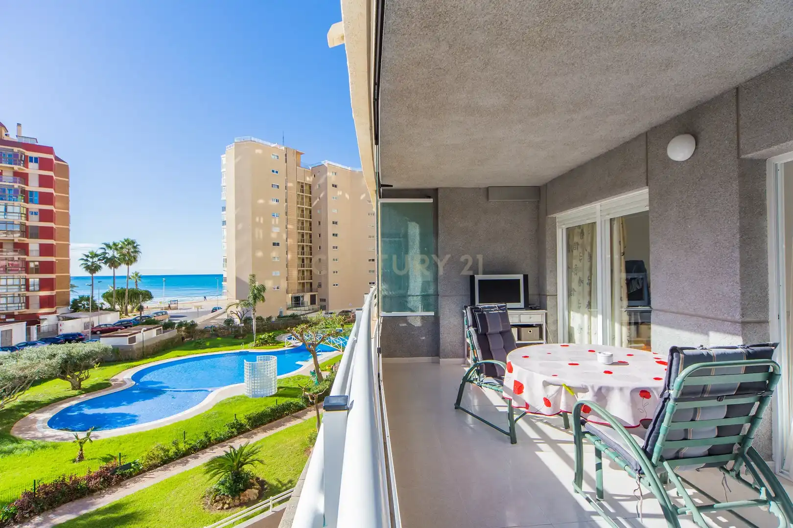 Terrasse von Wohnung zur Miete in Calpe / Calp mit Klimaanlage, Möbliert und Waschmaschine