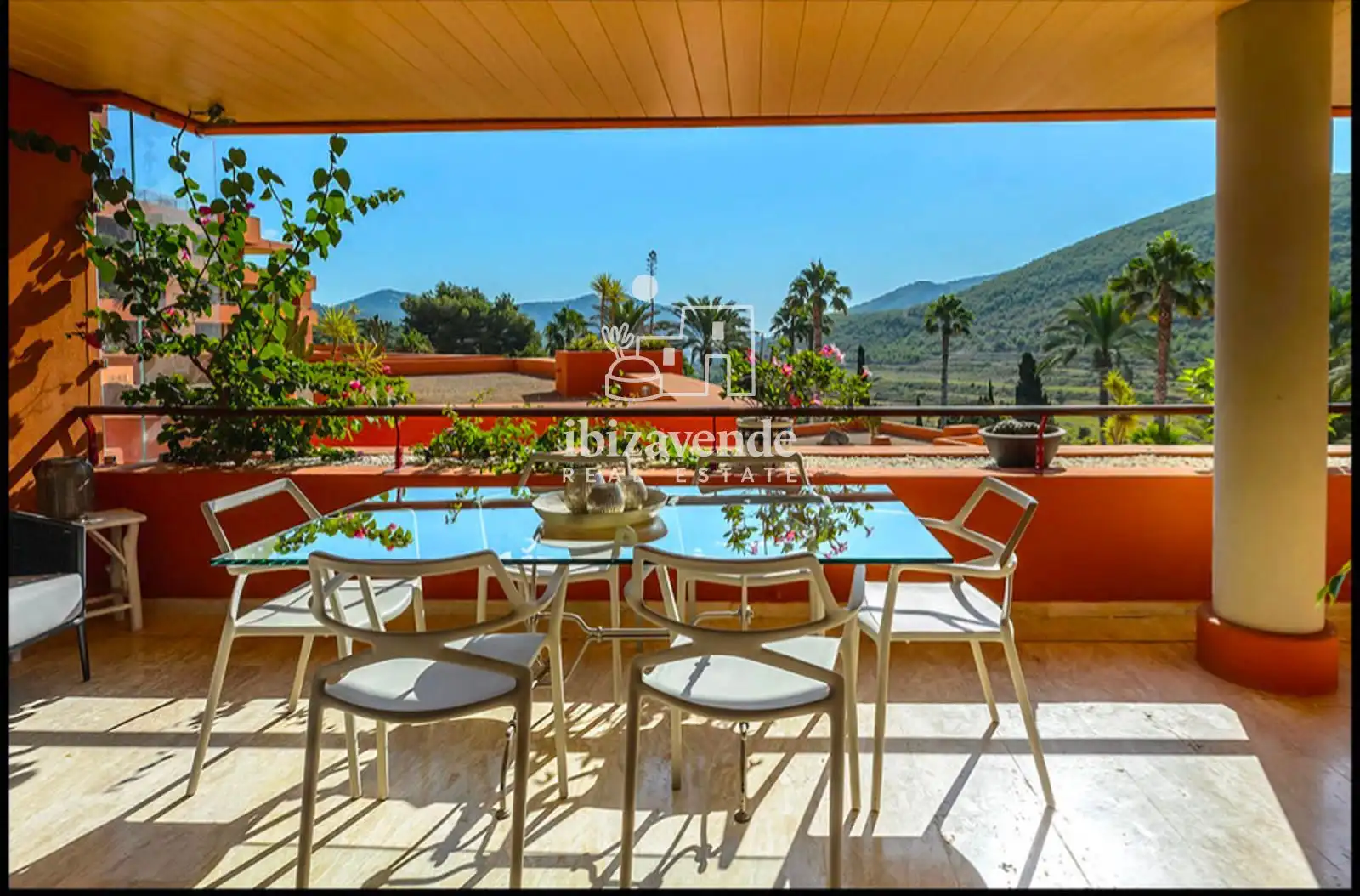 Terrasse von Wohnung zur Miete in Santa Eulària des Riu mit Klimaanlage, Terrasse und Schwimmbad