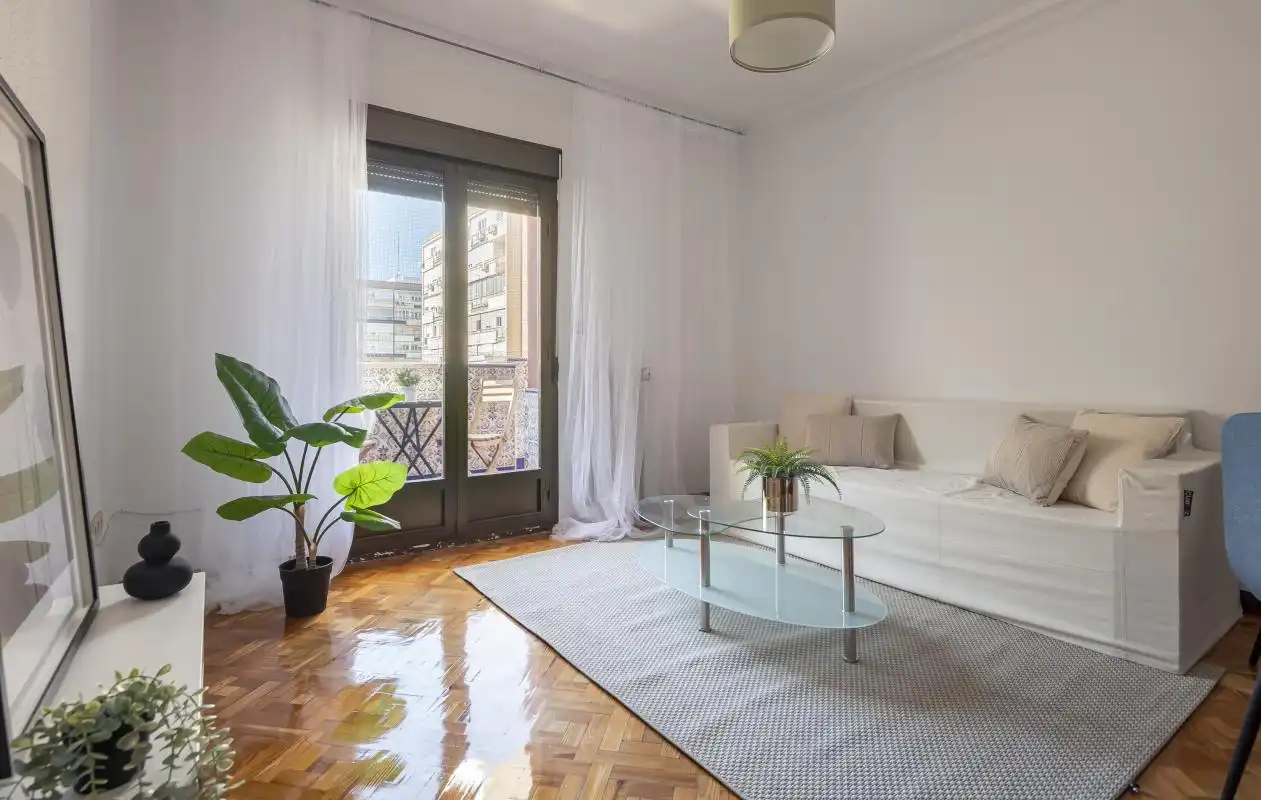 Living room of Flat for sale in  Madrid Capital  with Heating, Terrace and Balcony