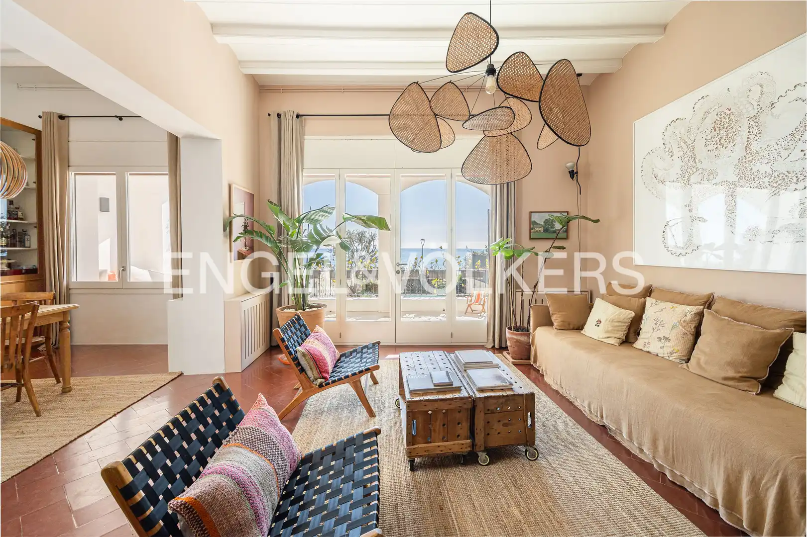 Living room of Houses for rent in Caldes d'Estrac  with Air Conditioner, Heating and Private garden
