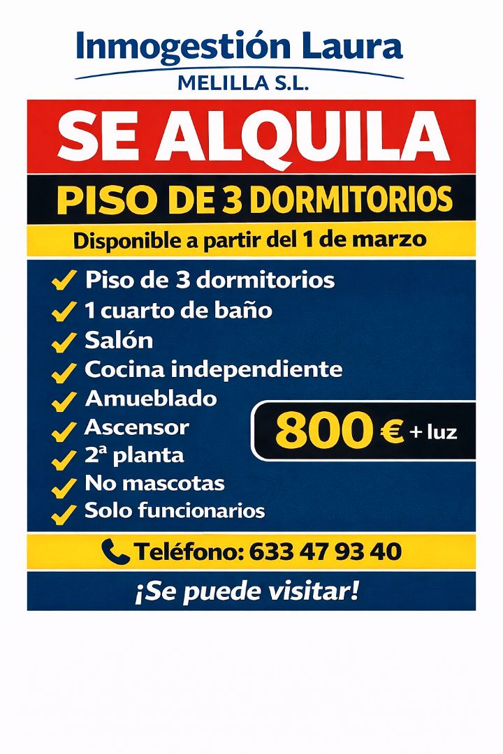 Flat to rent in  Melilla Capital  with Furnished and Washing machine