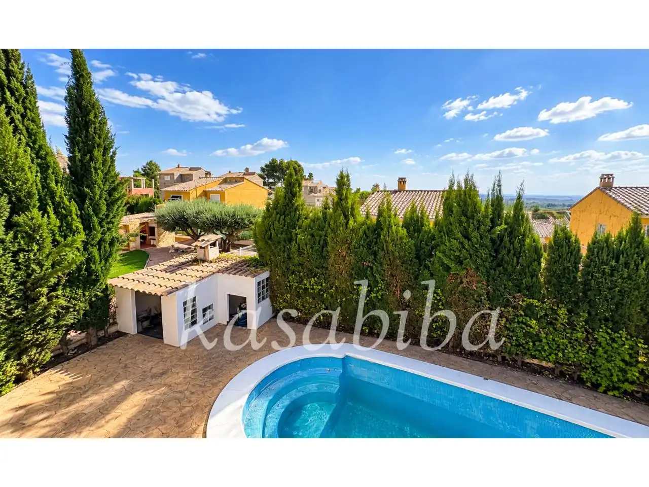Vista exterior de Casa o chalet en venta en Chiva con Jardín privado, Terraza y Piscina