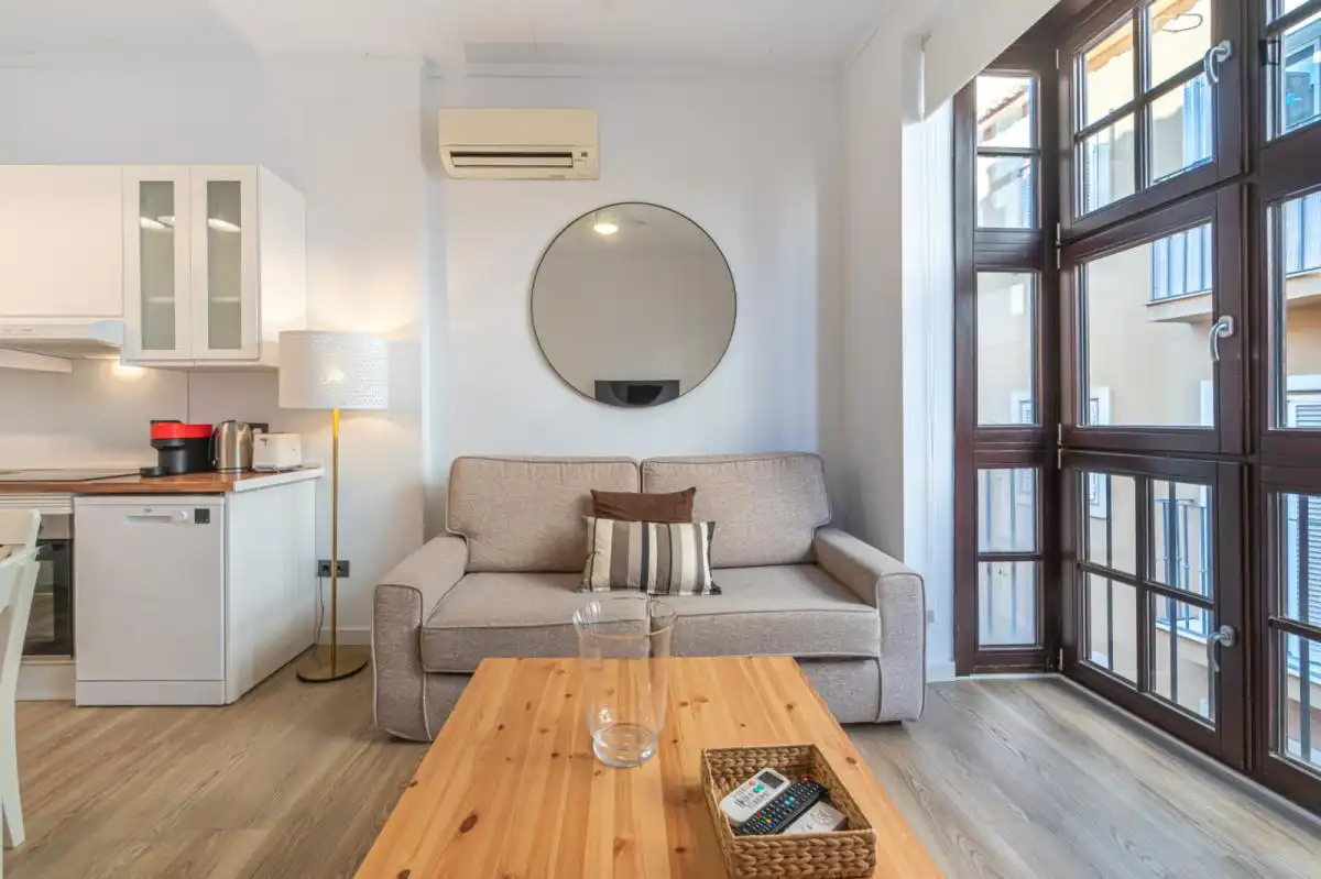 Sala d'estar de Apartament de lloguer en Málaga amb Aire condicionat, Moblat i Forn