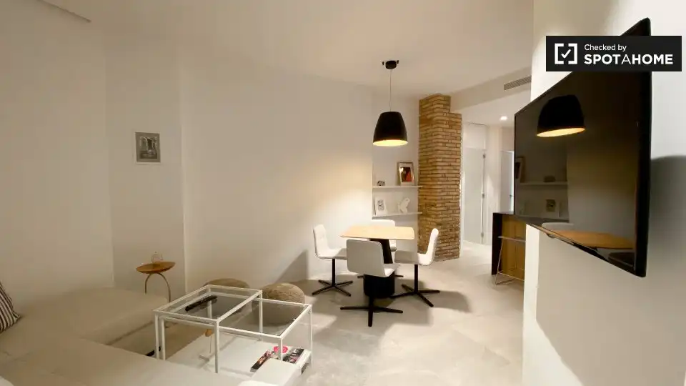 Living room of Flat for rent in Valencia  with Air Conditioner, Heating and Furnished