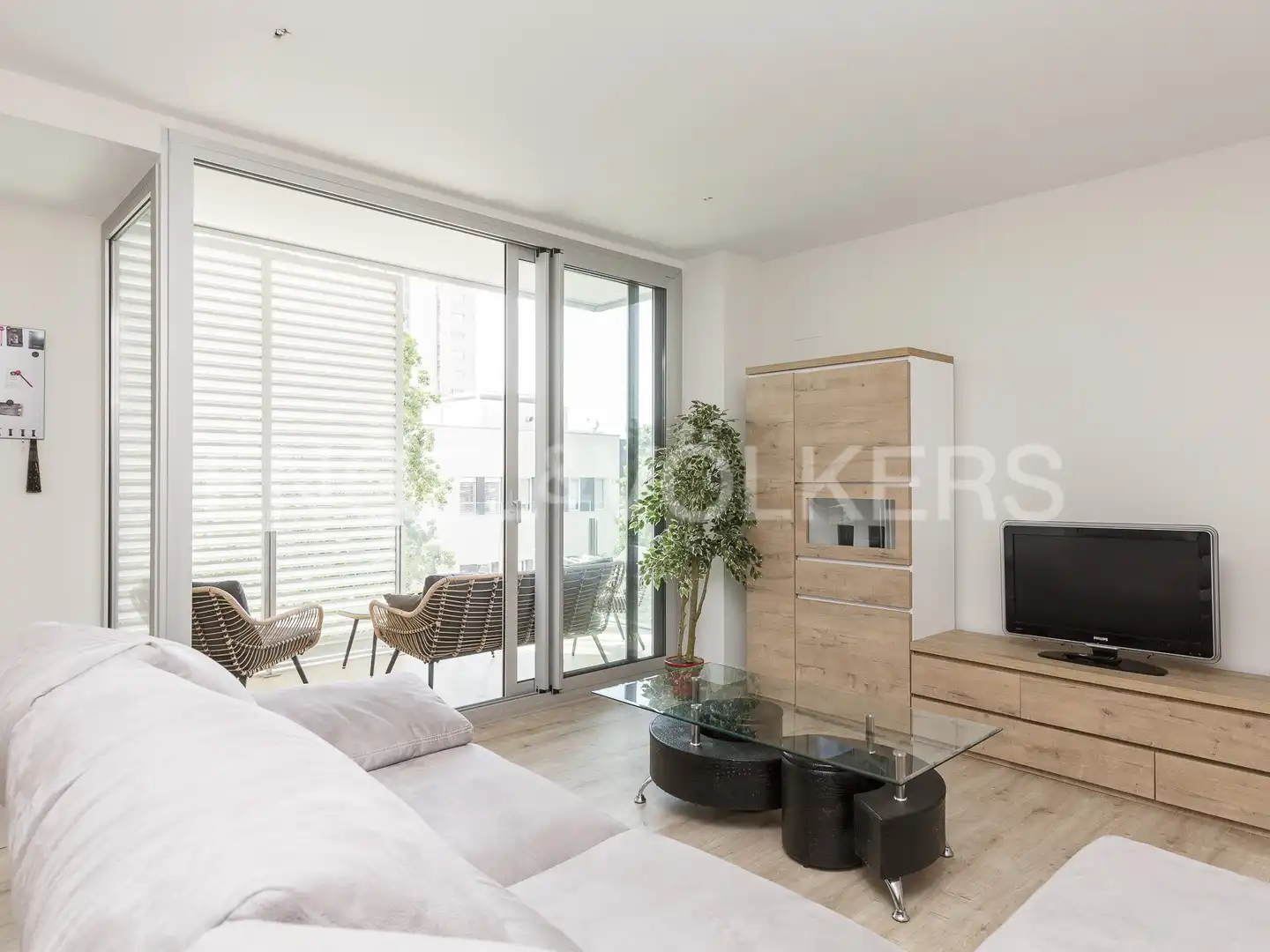 Sala de estar de Piso en venta en Sant Adrià de Besòs con Aire acondicionado, Calefacción y Parquet
