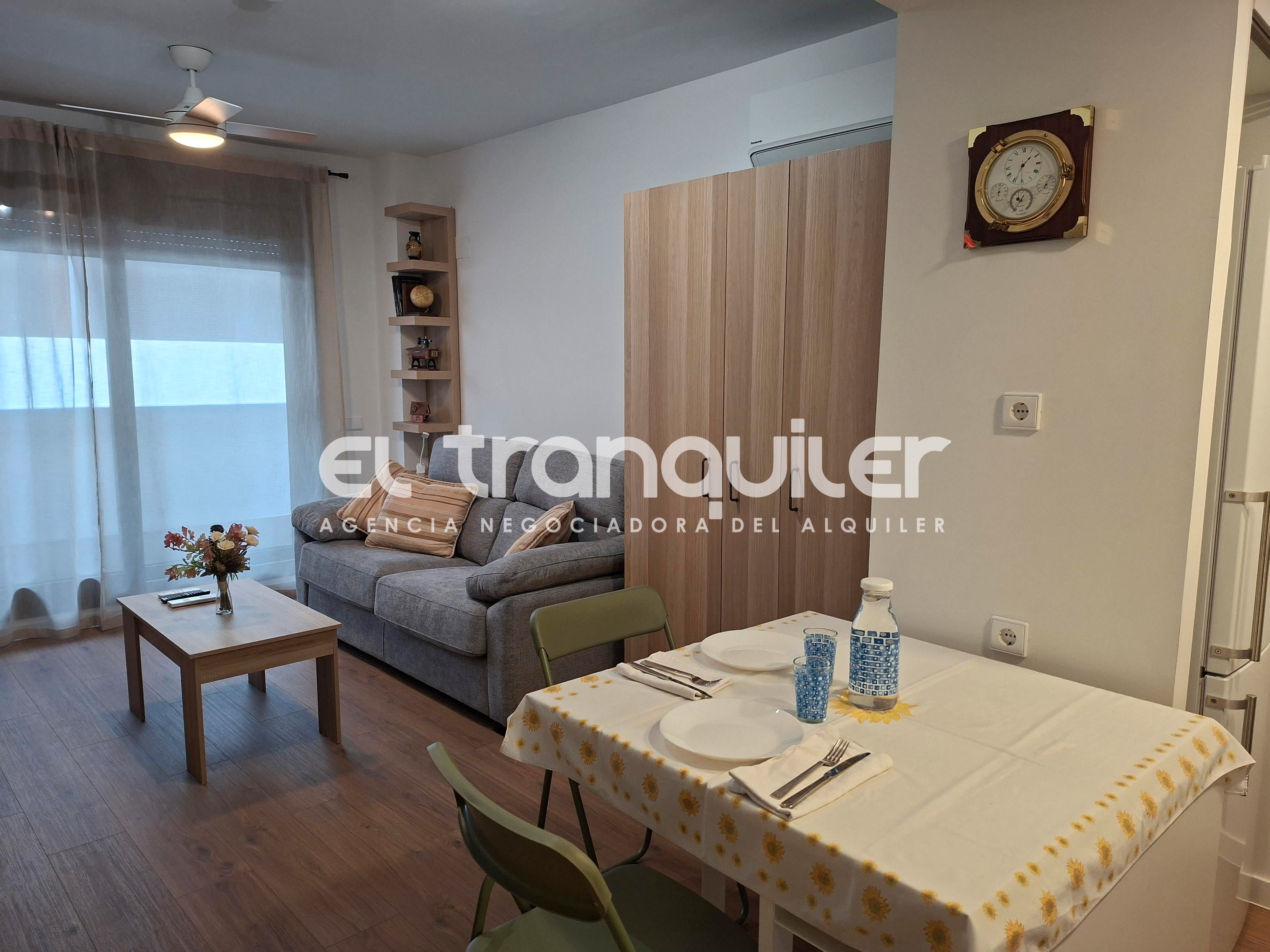 Sala d'estar de Estudi de lloguer en San Sebastián de los Reyes amb Aire condicionat, Terrassa i Piscina