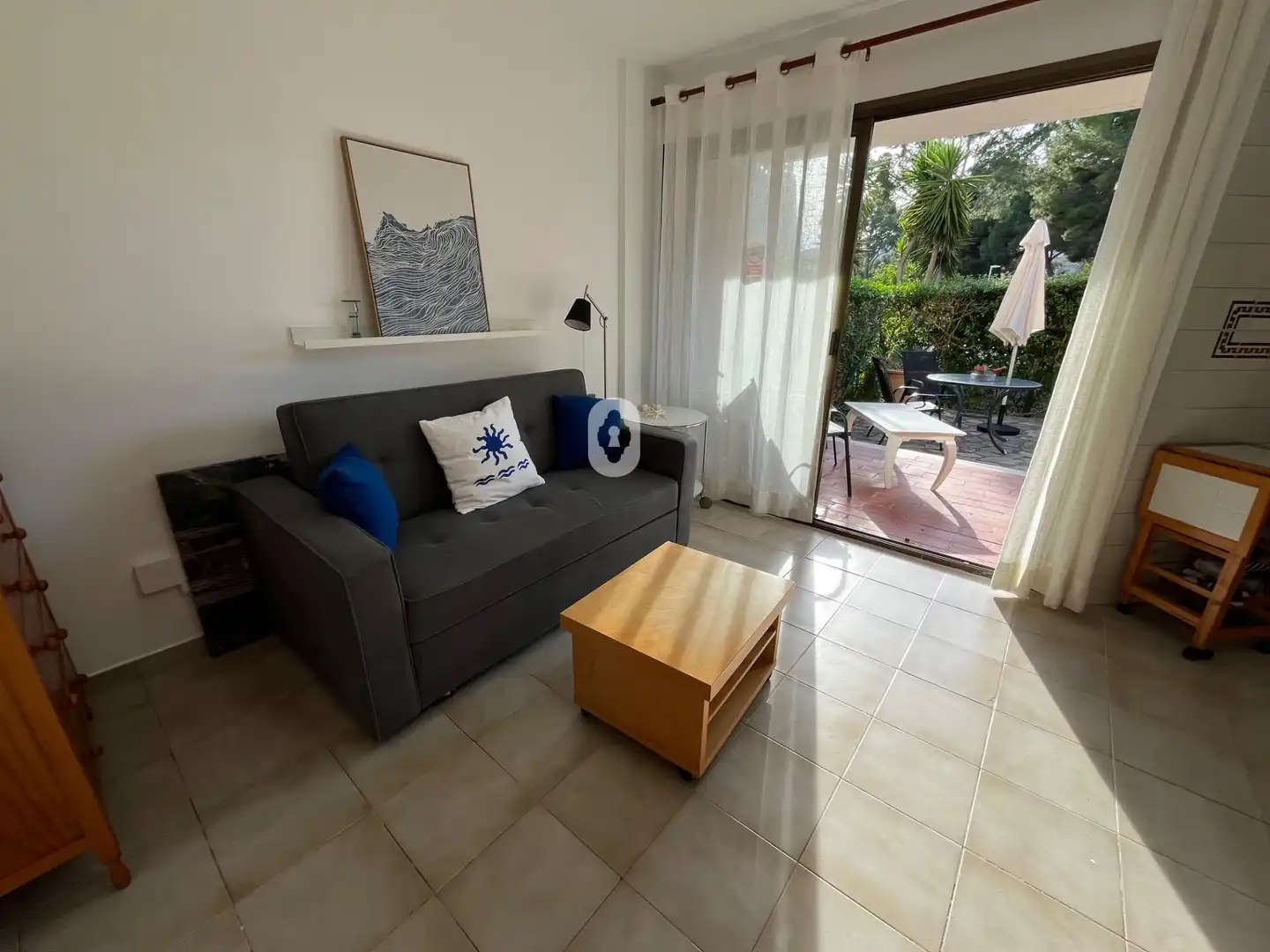Sala de estar de Estudio de alquiler en Pollença con Jardín privado, Terraza y Amueblado