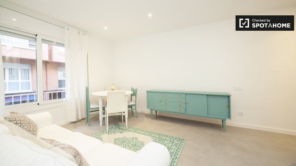 Sala d'estar de Pis de lloguer en  Barcelona Capital amb Aire condicionat, Calefacció i Moblat