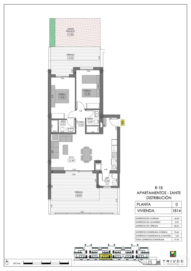 Wohnung zum Verkauf in Algorfa mit Klimaanlage, Heizung und Terrasse