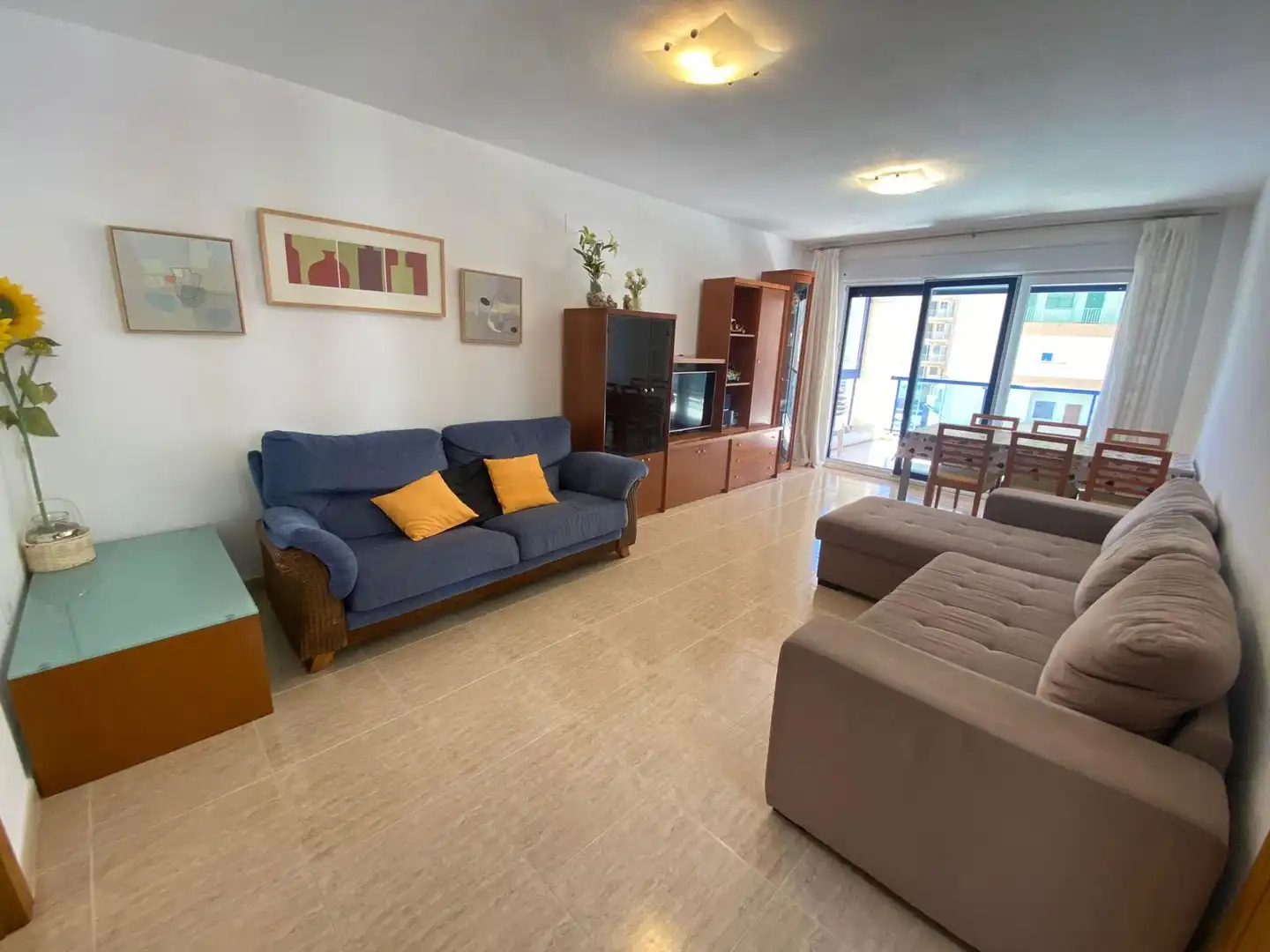 Wohnzimmer von Wohnungen zum Verkauf in Calpe / Calp mit Klimaanlage, Heizung und Privatgarten