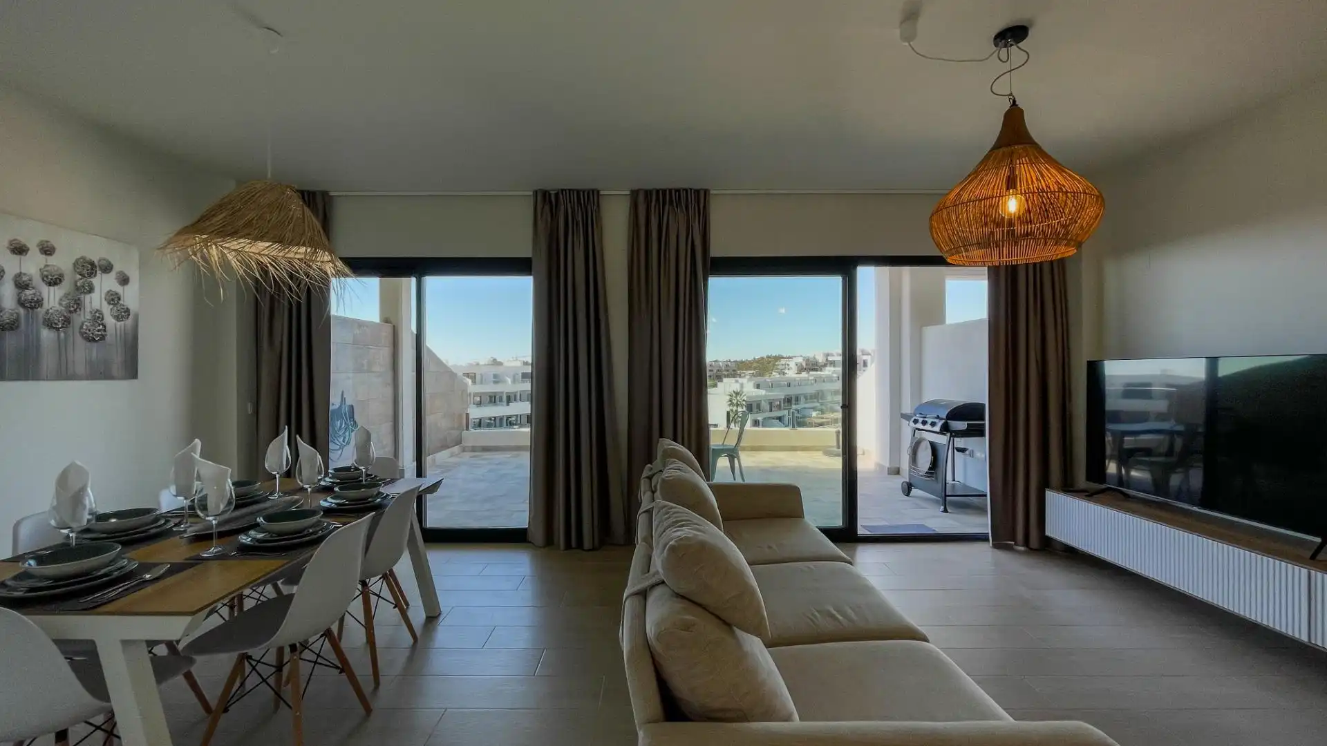 Wohnzimmer von Dachboden zum Verkauf in Finestrat mit Klimaanlage, Terrasse und Möbliert