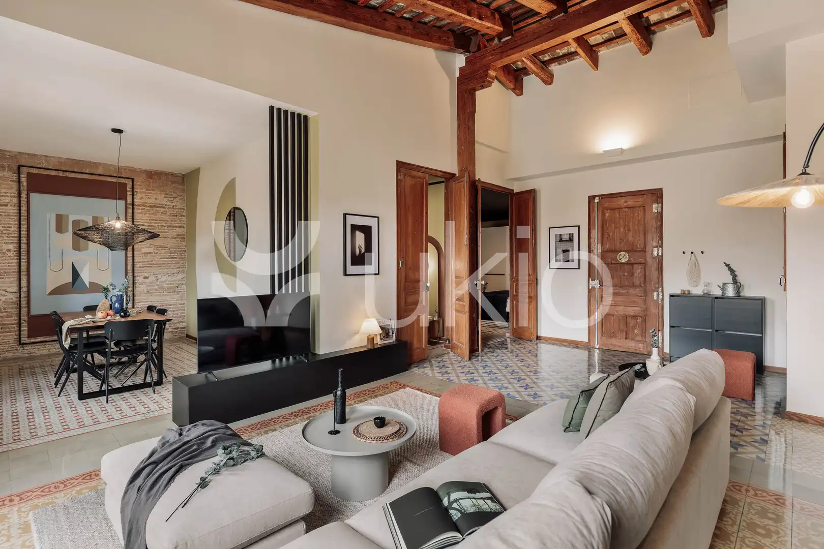 Sala de estar de Apartamento de alquiler en Barcelona con Aire acondicionado, Calefacción y Terraza