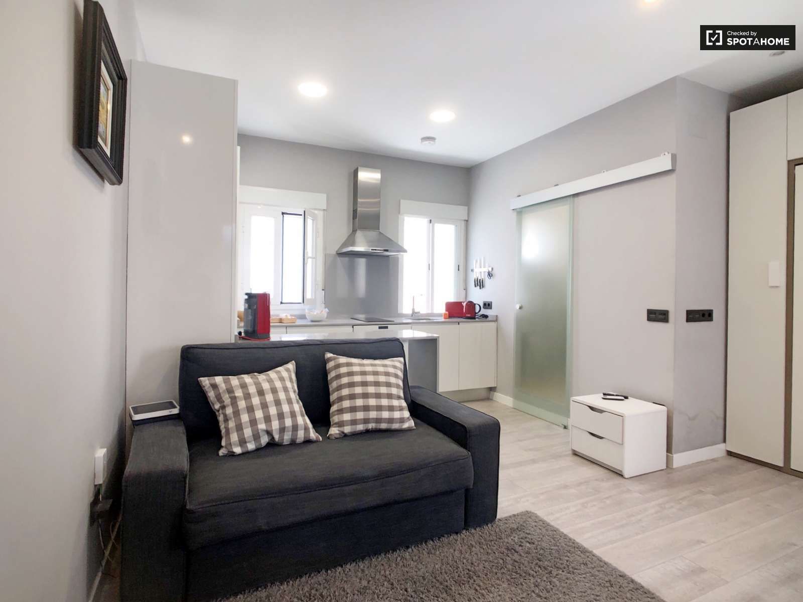 Sala de estar de Estudio para compartir en  Madrid Capital con Aire acondicionado, Calefacción y Terraza