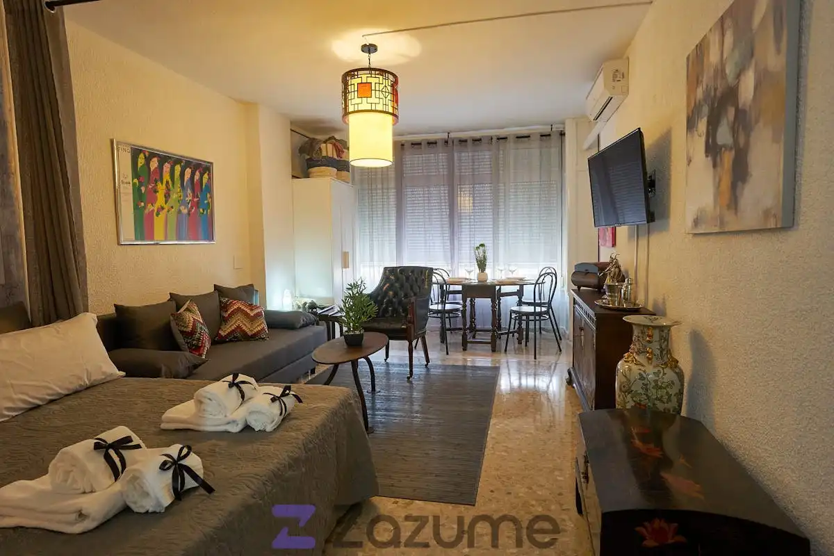 Sala de estar de Estudio de alquiler en Torremolinos con Aire acondicionado, Amueblado y Lavadora