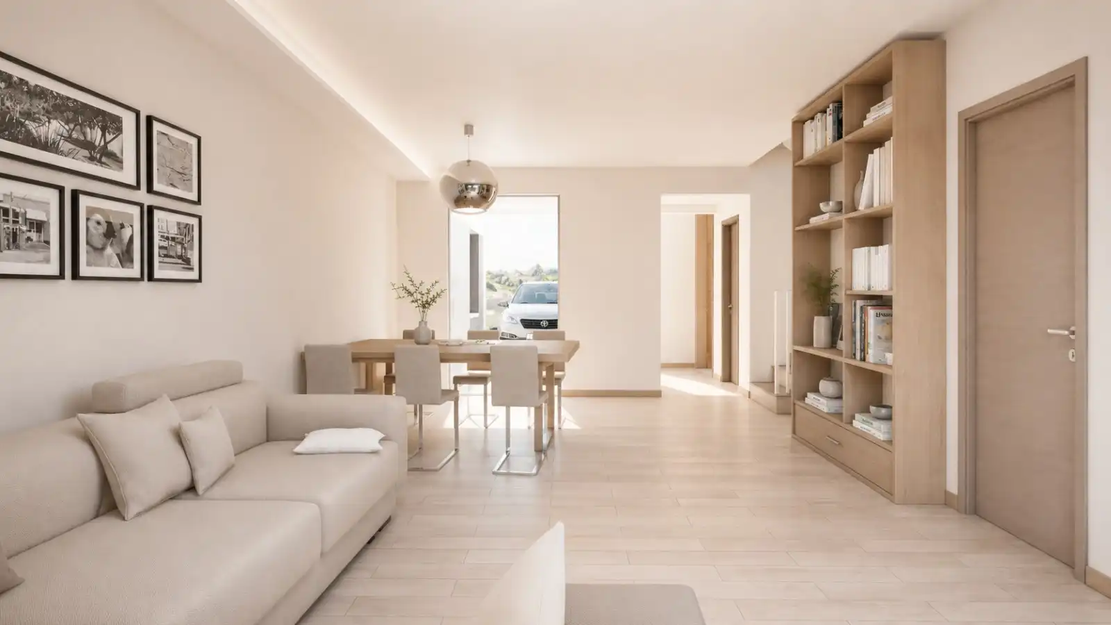 Wohnzimmer von Einfamilien-Reihenhaus zum Verkauf in Antigua mit Klimaanlage, Privatgarten und Terrasse