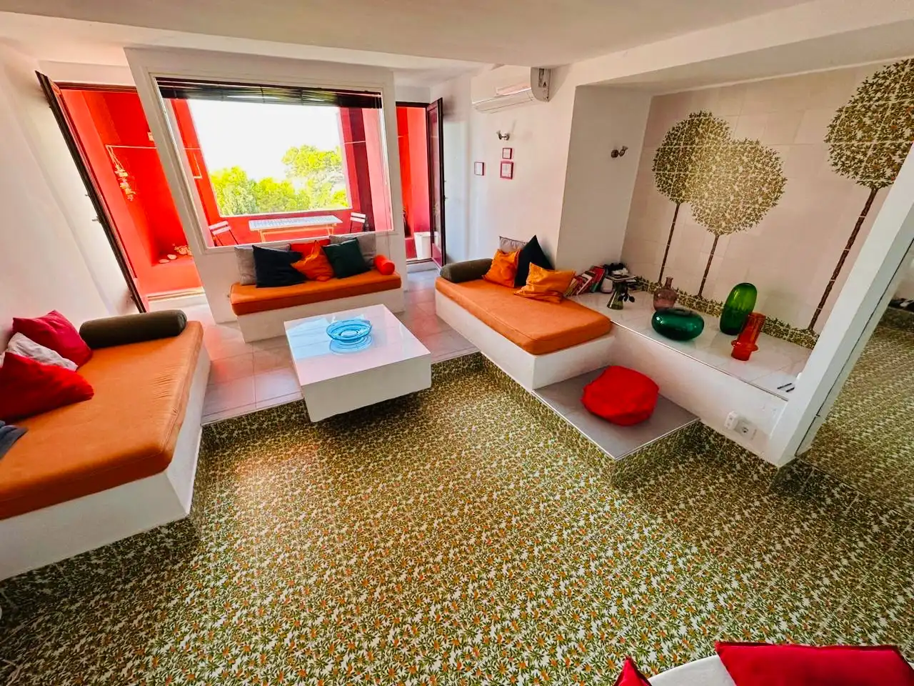 Wohnzimmer von Wohnungen zum Verkauf in Calpe / Calp mit Klimaanlage, Heizung und Privatgarten