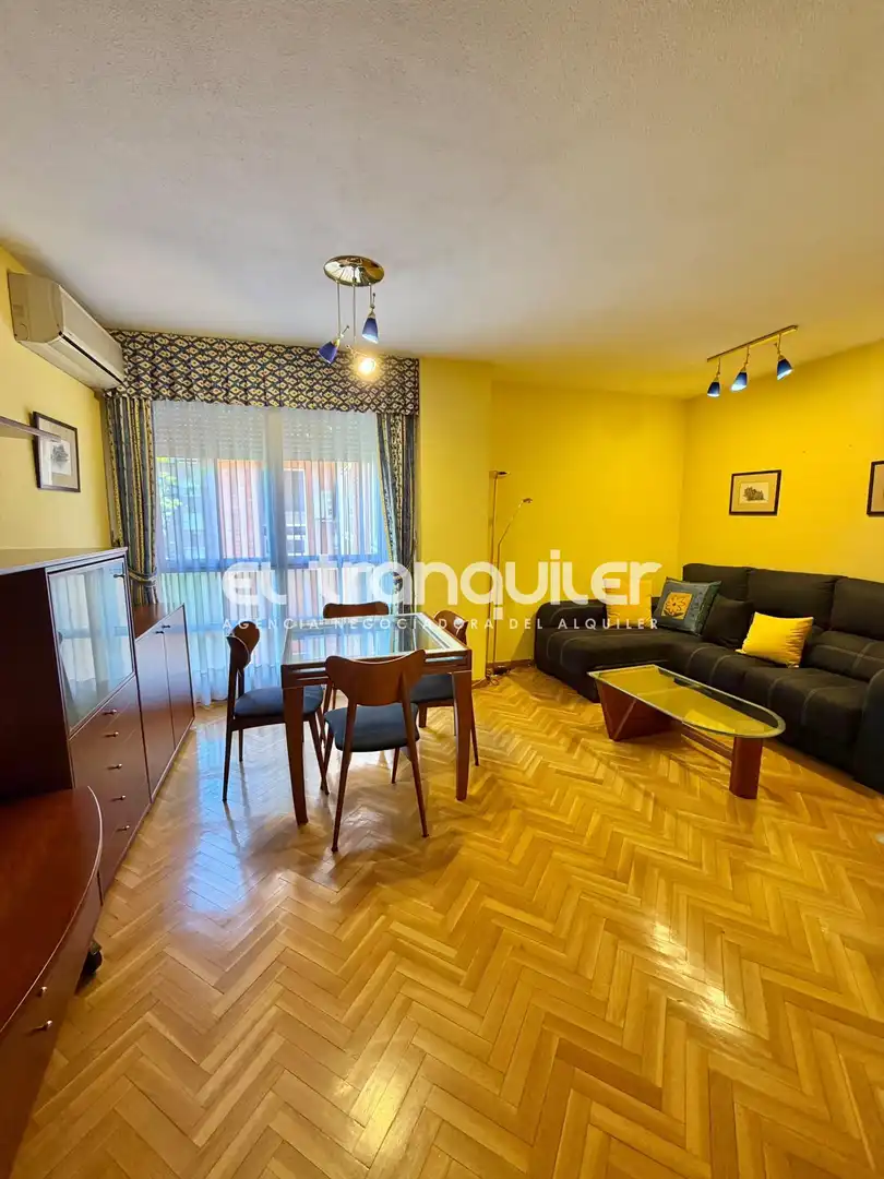 Living room of Flat for rent in Madrid  with Air Conditioner, Parquet flooring and Furnished