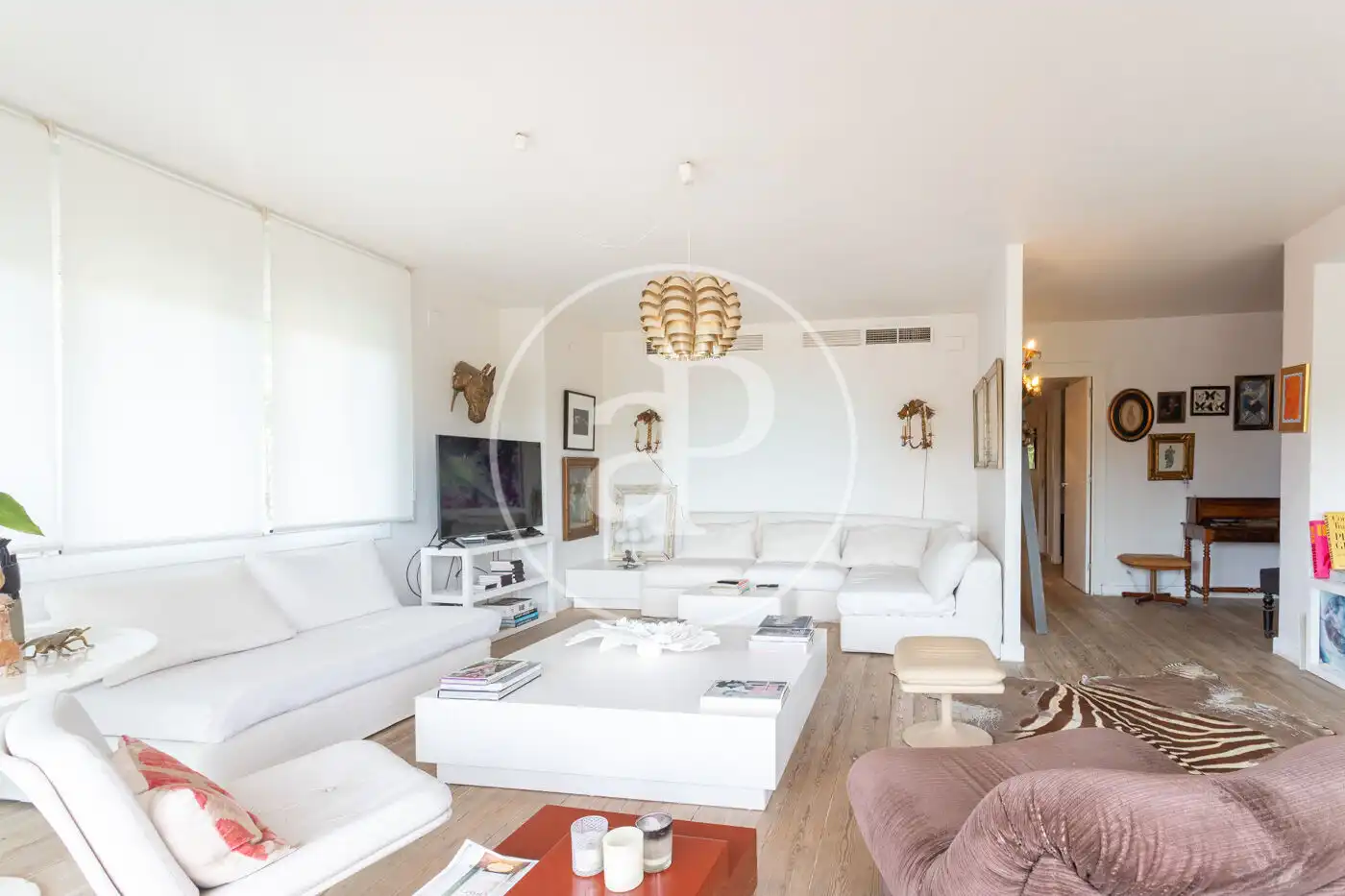 Sala de estar de Piso de alquiler en Barcelona con Aire acondicionado, Calefacción y Jardín privado