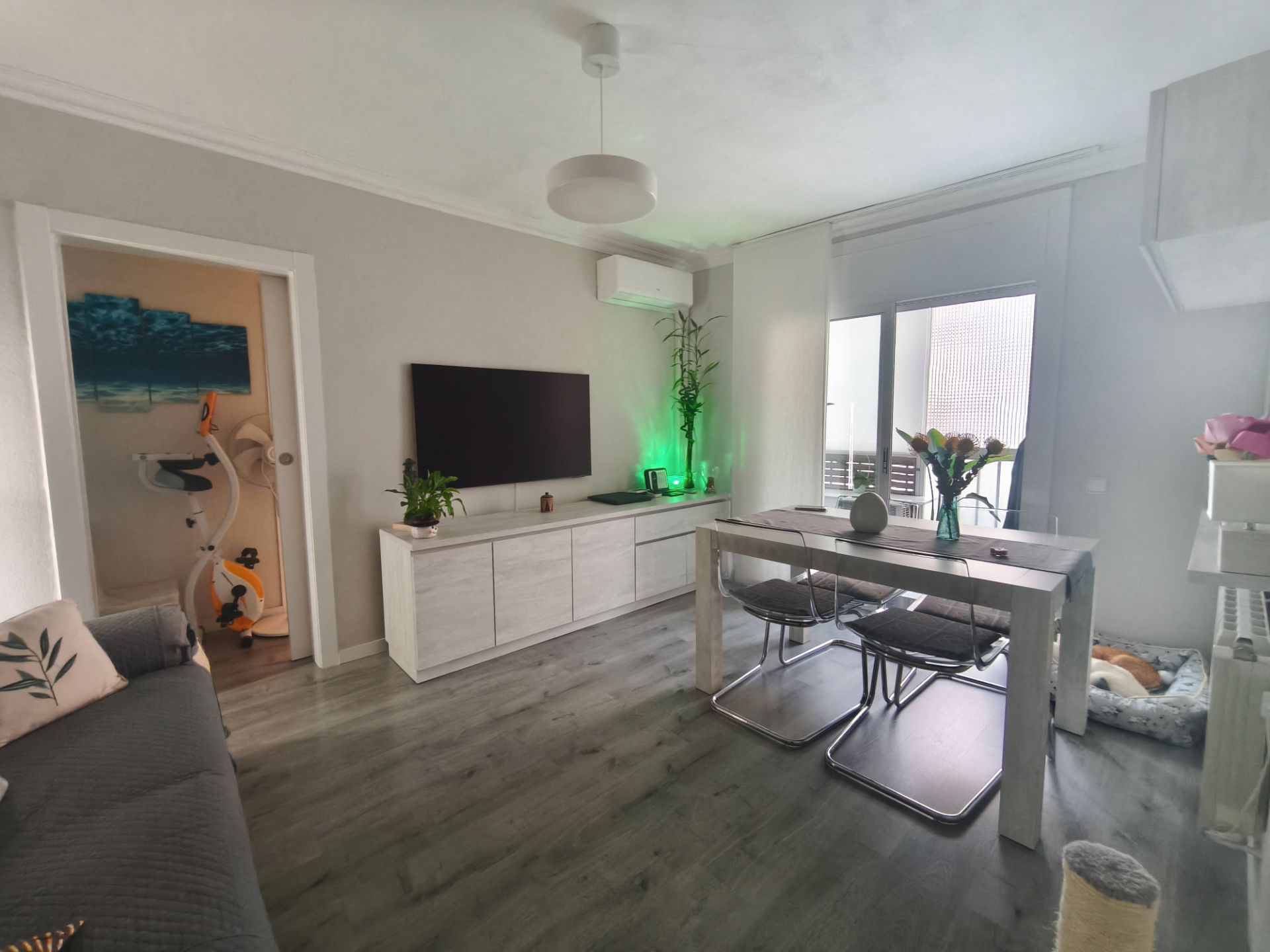 Living room of Flat for sale in  Barcelona Capital  with Air Conditioner, Parquet flooring and Furnished