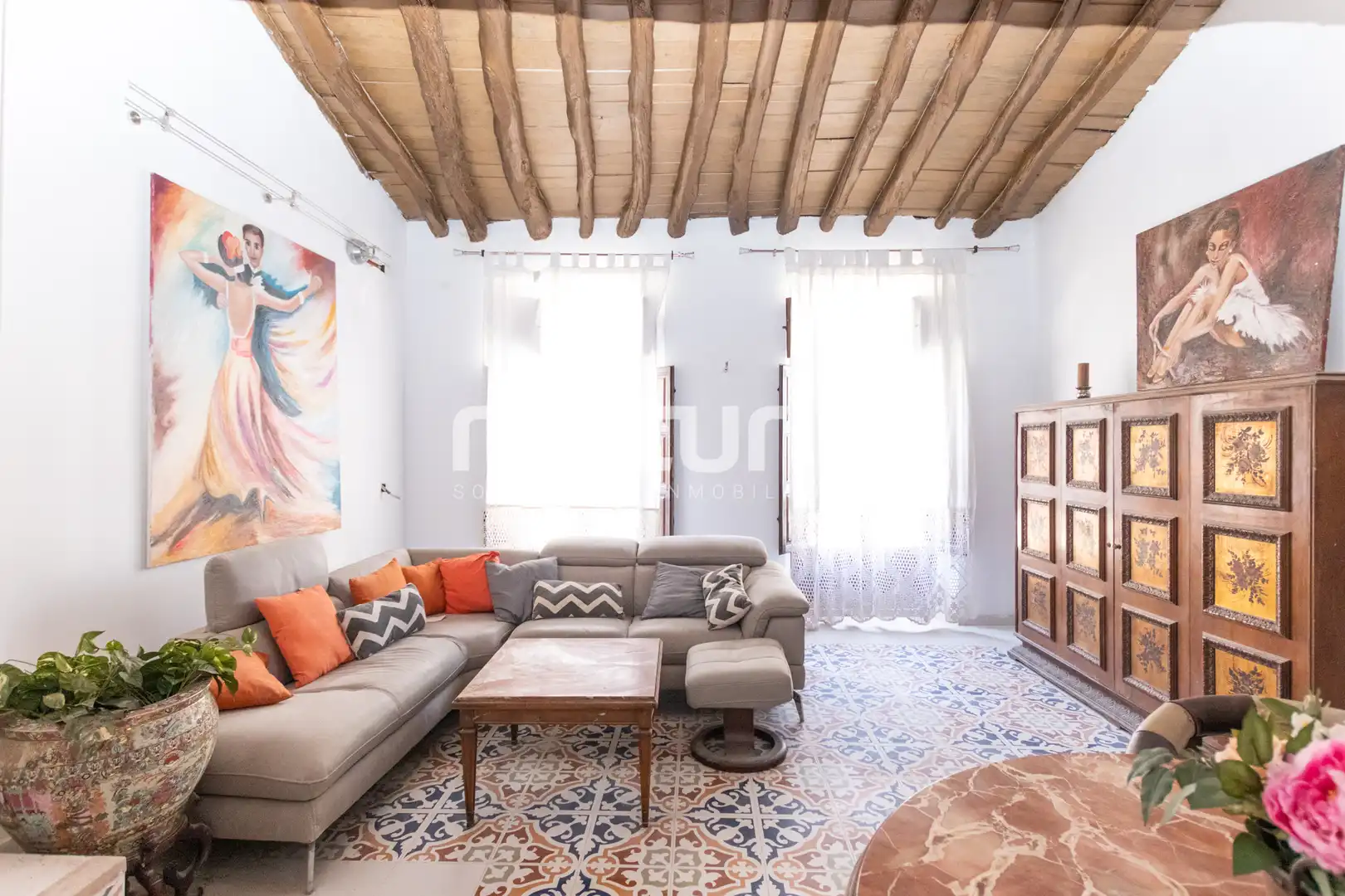 Sala de estar de Ático en venta en La Font de la Figuera con Terraza y Balcón