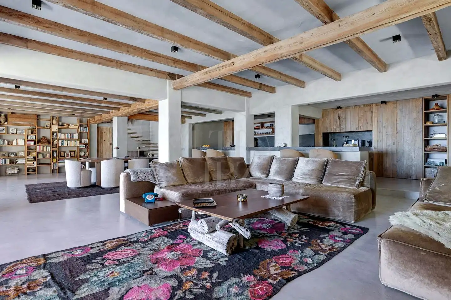 Wohnzimmer von Haus oder Chalet zur Miete in Sant Josep de sa Talaia mit Klimaanlage, Privatgarten und Schwimmbad