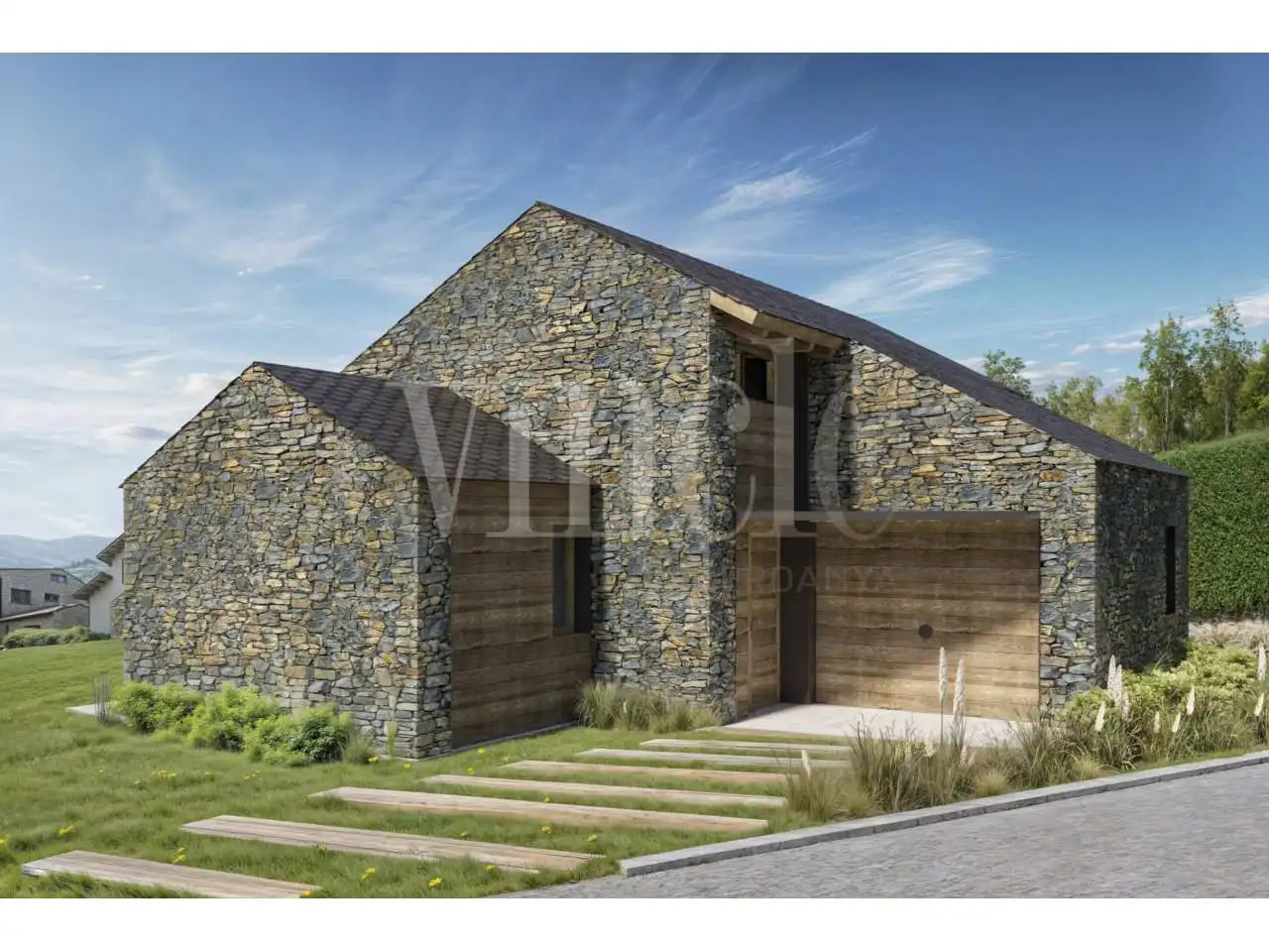 Exterior view of Houses for sale in Ger  with Private garden, Parquet flooring and Terrace