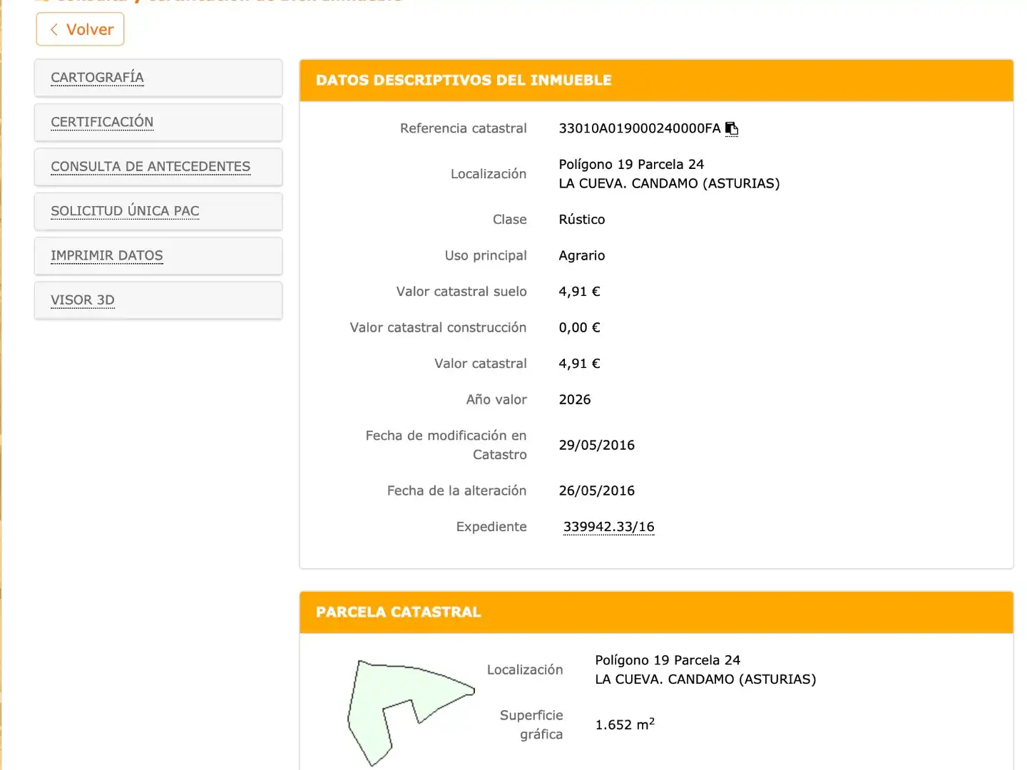 Parking de Terreno en venta en Candamo