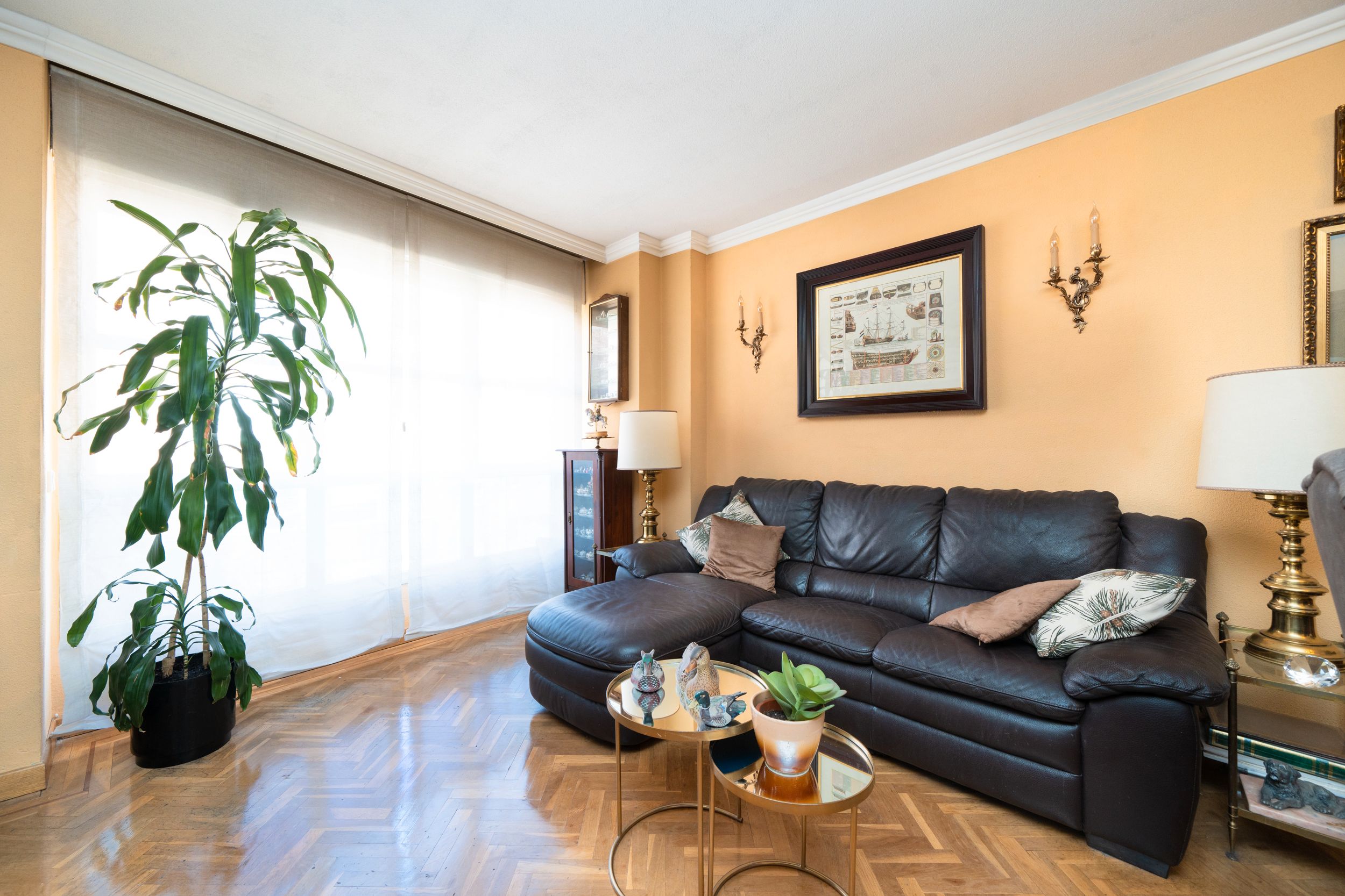 Sala d'estar de Pis en venda en  Madrid Capital amb Calefacció, Parquet i Balcó