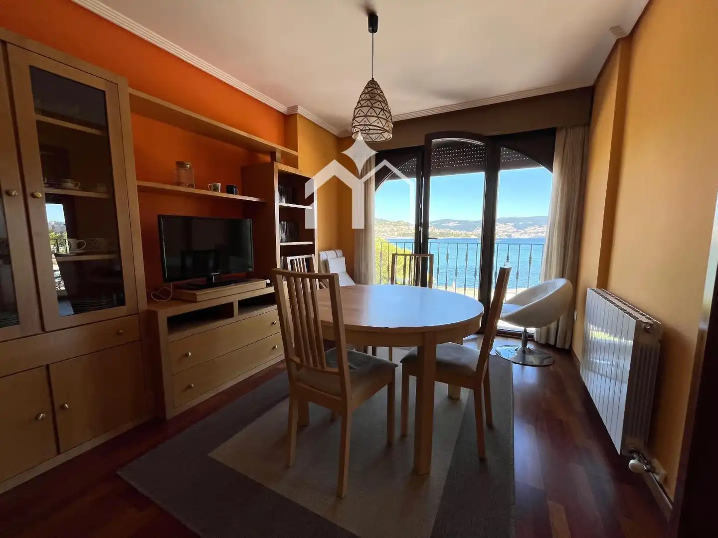Dining room of Flat for sale in Moaña  with Heating, Terrace and Furnished
