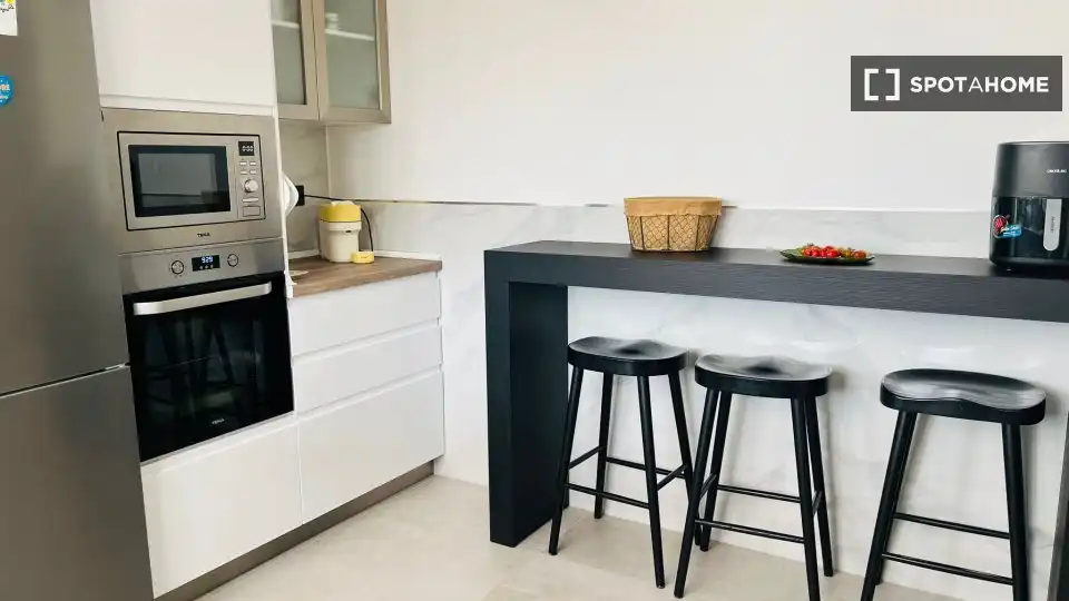 Cuina de Apartament per a compartir en Alicante / Alacant amb Aire condicionat, Terrassa i Moblat
