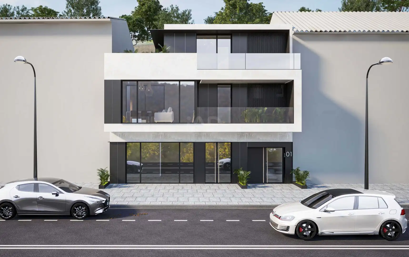 Außenansicht von Einfamilien-Reihenhaus zum Verkauf in Sanxenxo mit Klimaanlage, Heizung und Terrasse