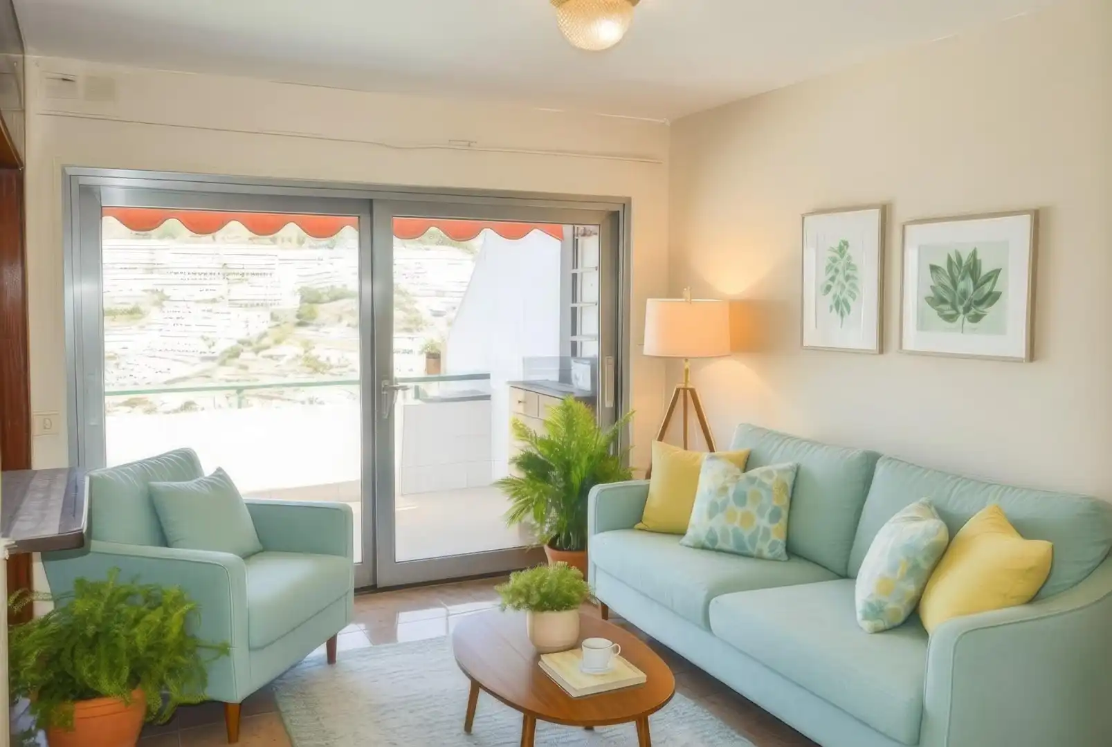 Wohnzimmer von Wohnungen zum Verkauf in Mogán mit Privatgarten, Terrasse und Gemeinschaftspool