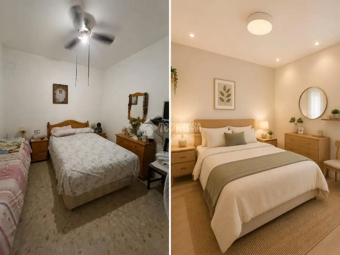 Schlafzimmer von Einfamilien-Reihenhaus zum Verkauf in La Rinconada mit Klimaanlage und Heizung