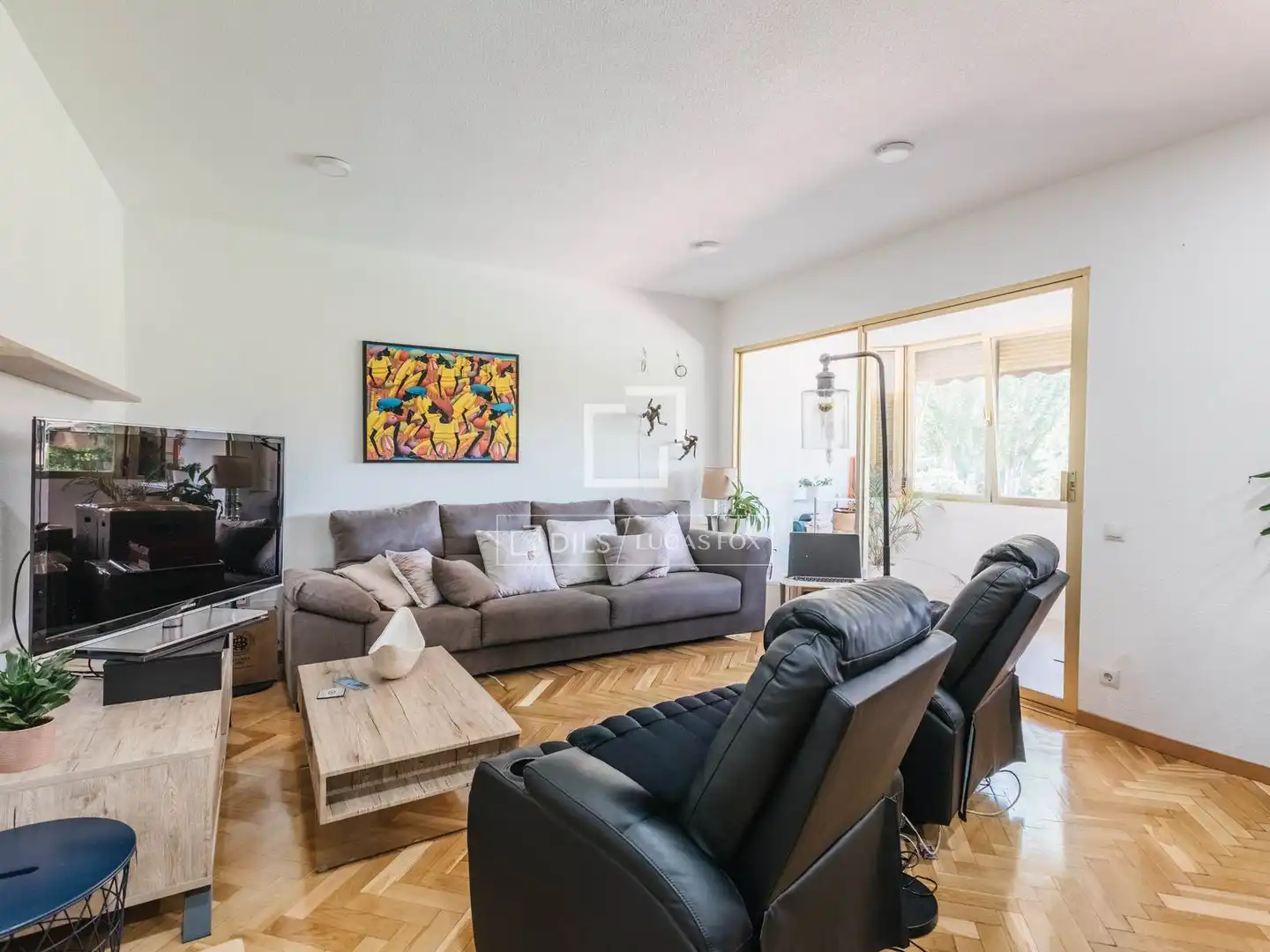 Living room of Flat for rent in Madrid  with Air Conditioner, Heating and Private garden