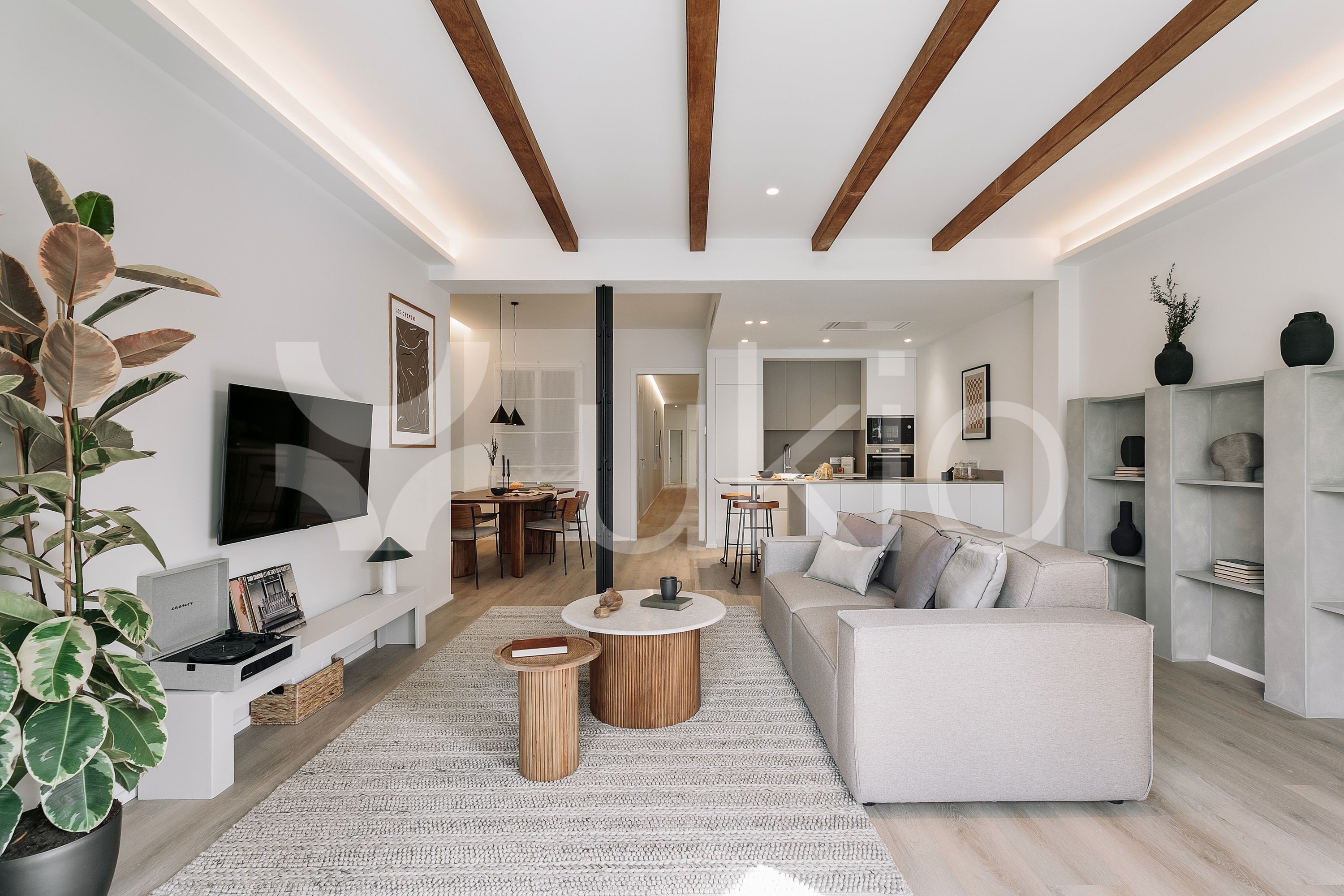 Sala d'estar de Apartament de lloguer en  Barcelona Capital amb Aire condicionat, Calefacció i Moblat