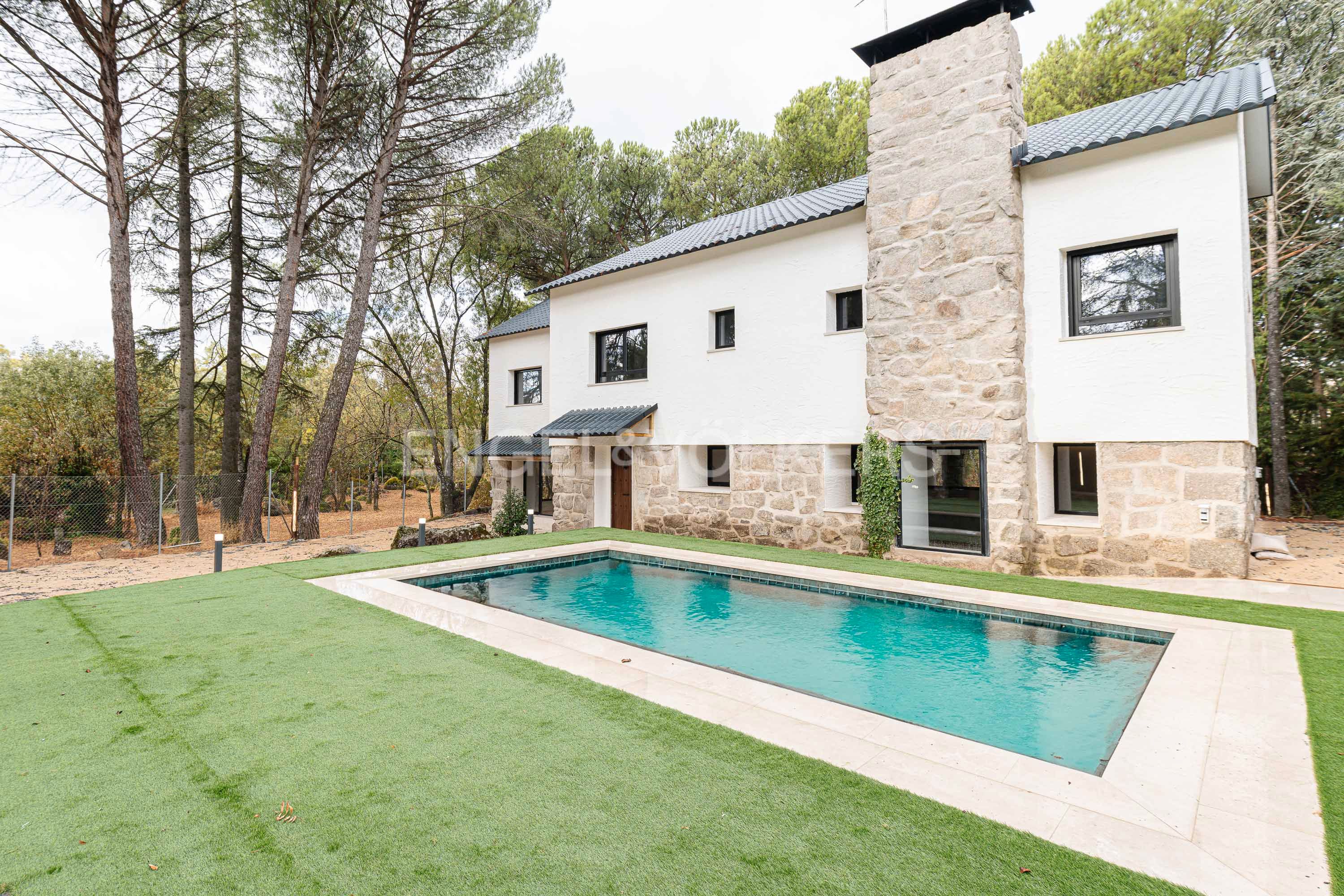 Vista exterior de Casa o xalet en venda en Alpedrete amb Calefacció, Jardí privat i Terrassa