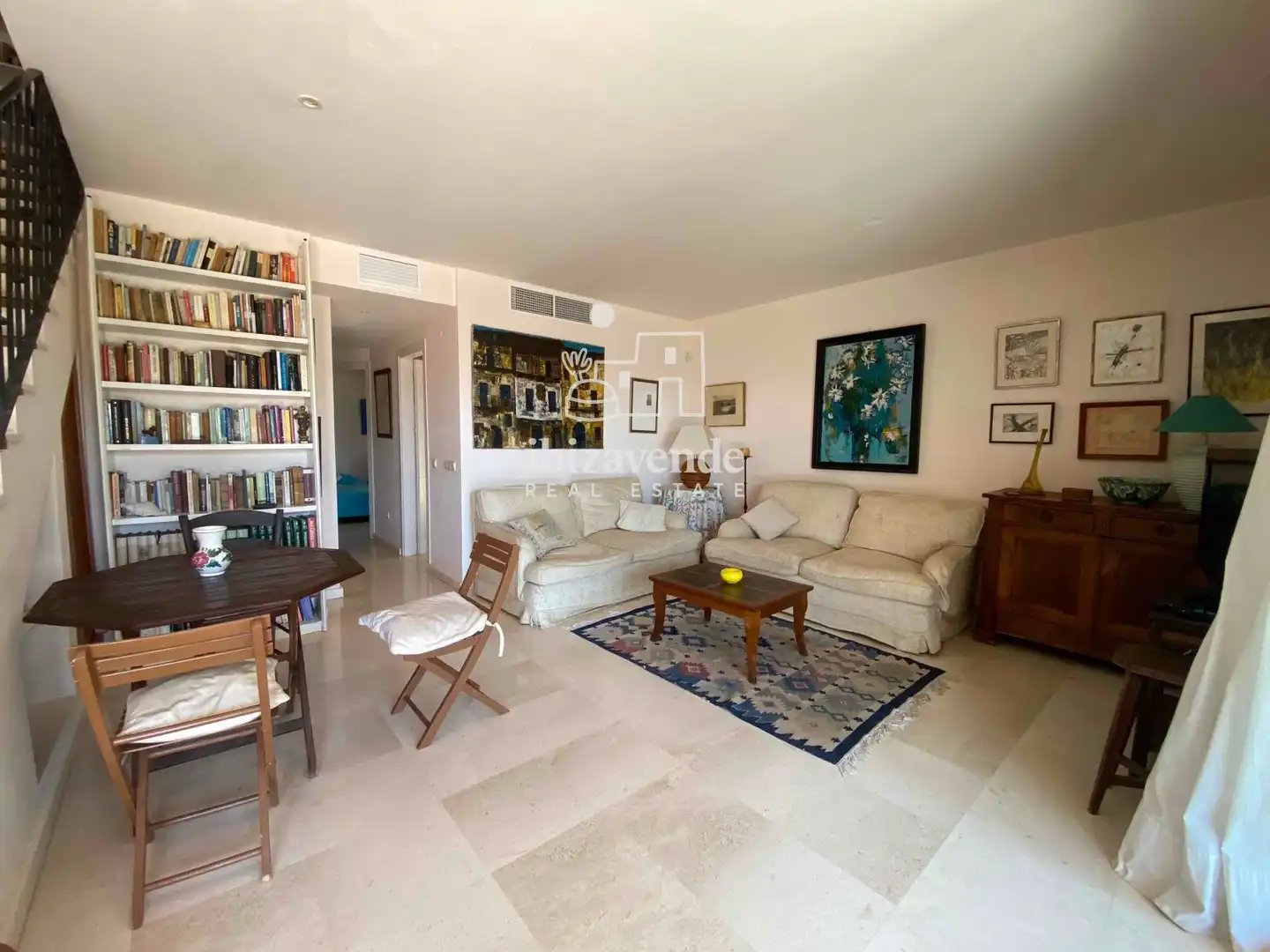 Sala de estar de Dúplex de alquiler en Sant Antoni de Portmany con Aire acondicionado, Jardín privado y Terraza