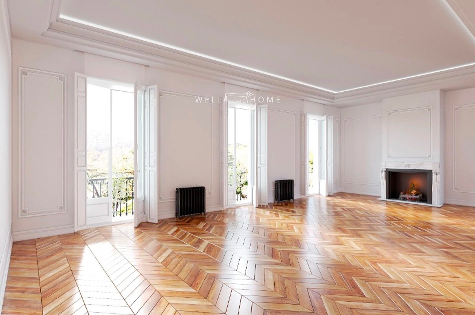 Sala d'estar de Pis en venda en  Madrid Capital amb Aire condicionat, Parquet i Terrassa