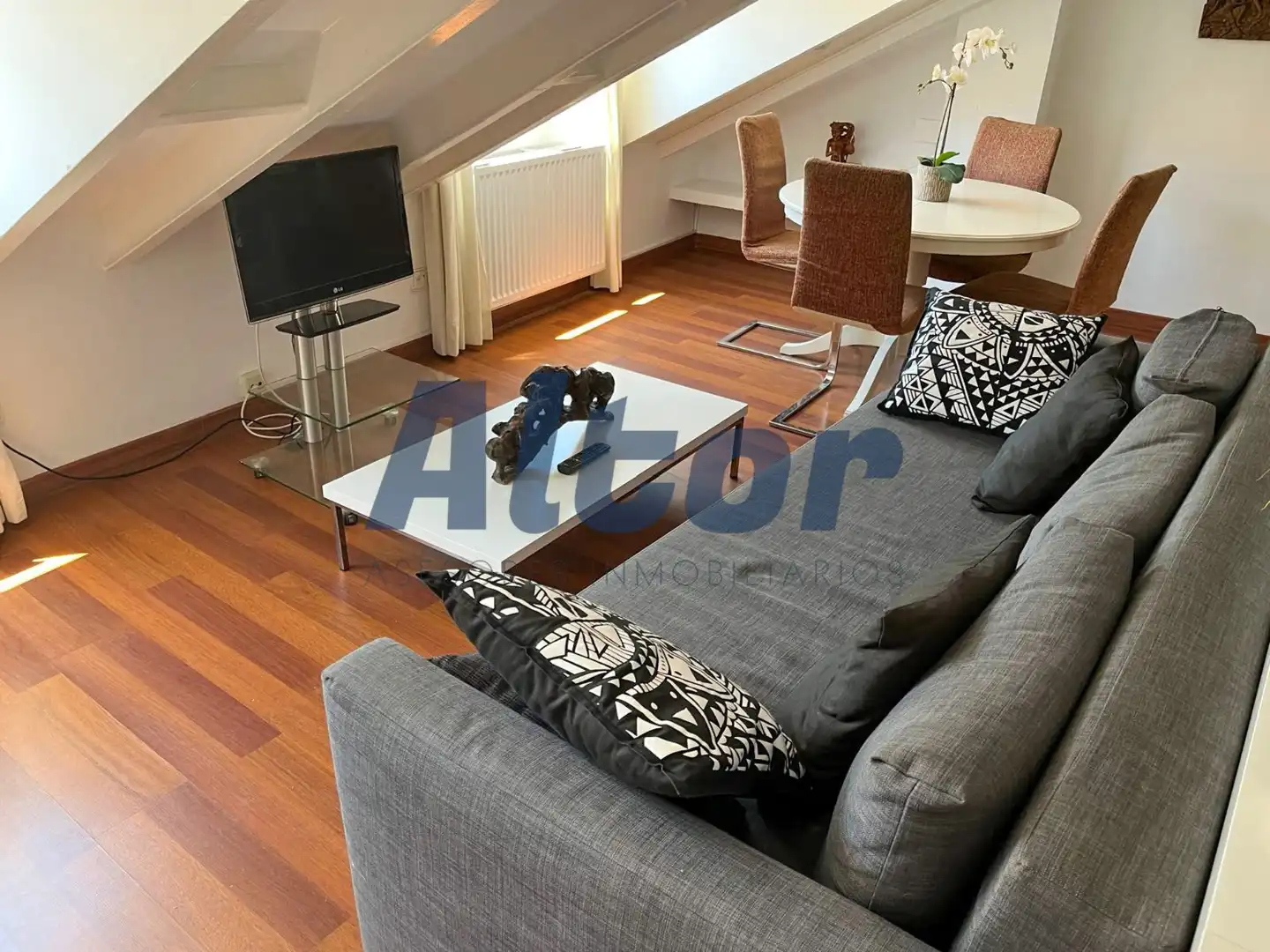 Sala d'estar de Dúplex de lloguer en Madrid amb Aire condicionat, Calefacció i Moblat