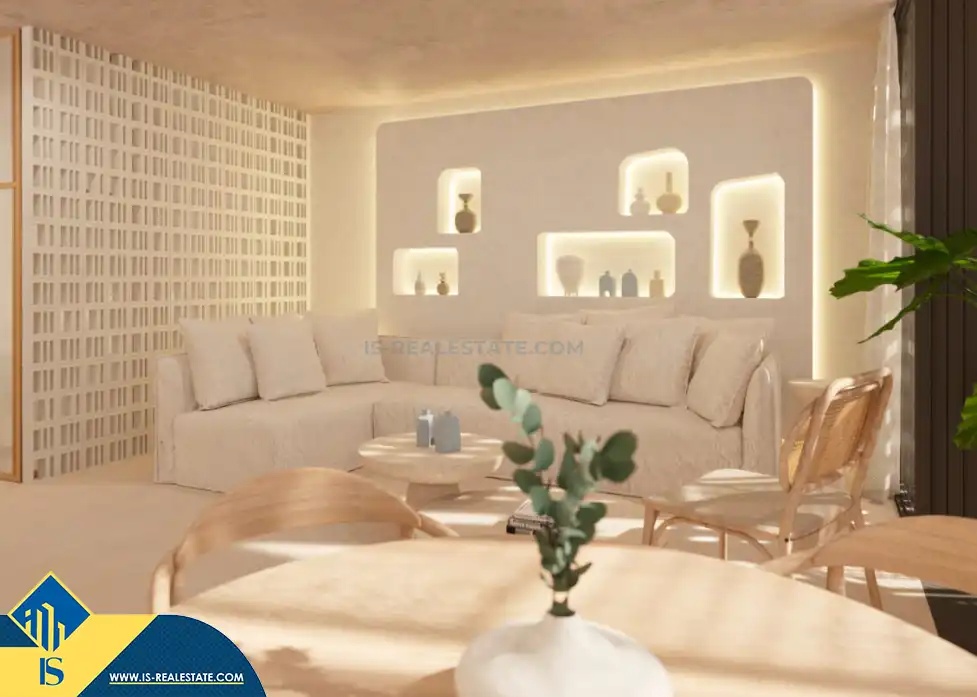 Sala d'estar de Apartament en venda en Santa Eulària des Riu amb Terrassa, Moblat i Piscina comunitària