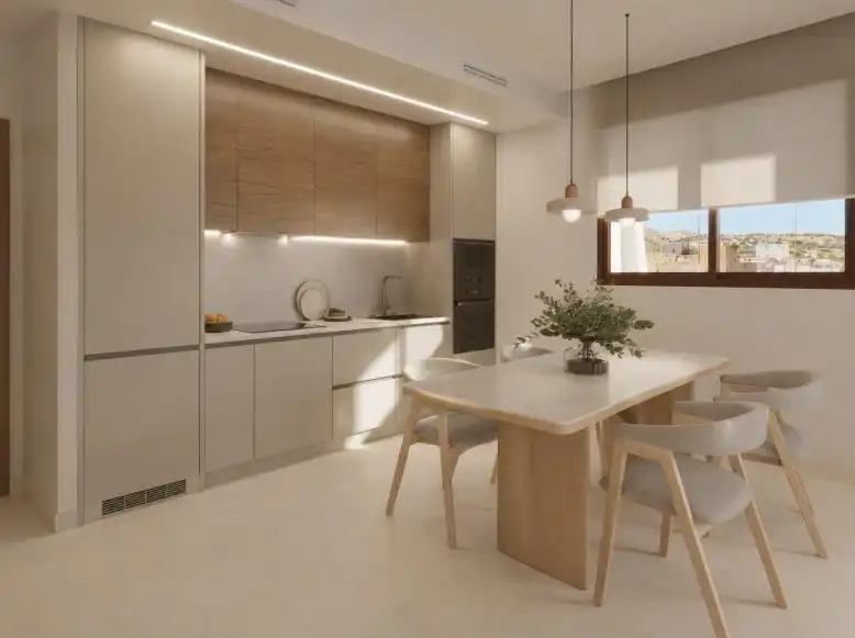 Küche von Dachboden zum Verkauf in Santa Pola mit Heizung, Privatgarten und Terrasse