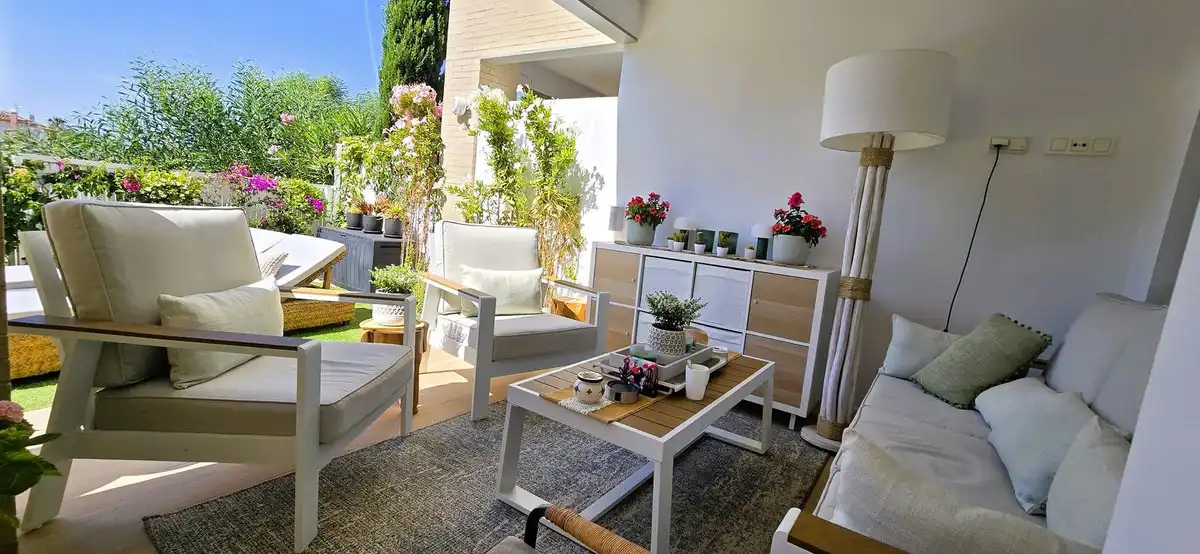 Terraza de Casa adosada en venta en Mijas con Aire acondicionado, Calefacción y Jardín privado