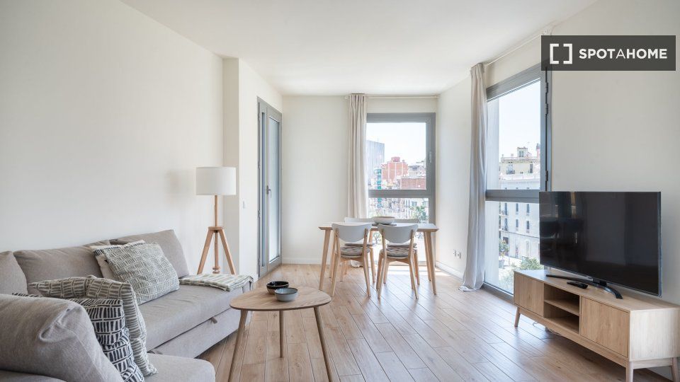 Sala d'estar de Pis de lloguer en  Barcelona Capital amb Aire condicionat, Calefacció i Moblat