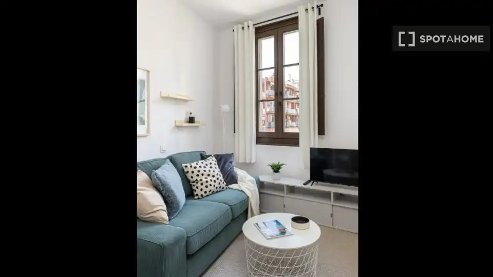 Sala de estar de Piso de alquiler en Barcelona con Aire acondicionado, Calefacción y Amueblado
