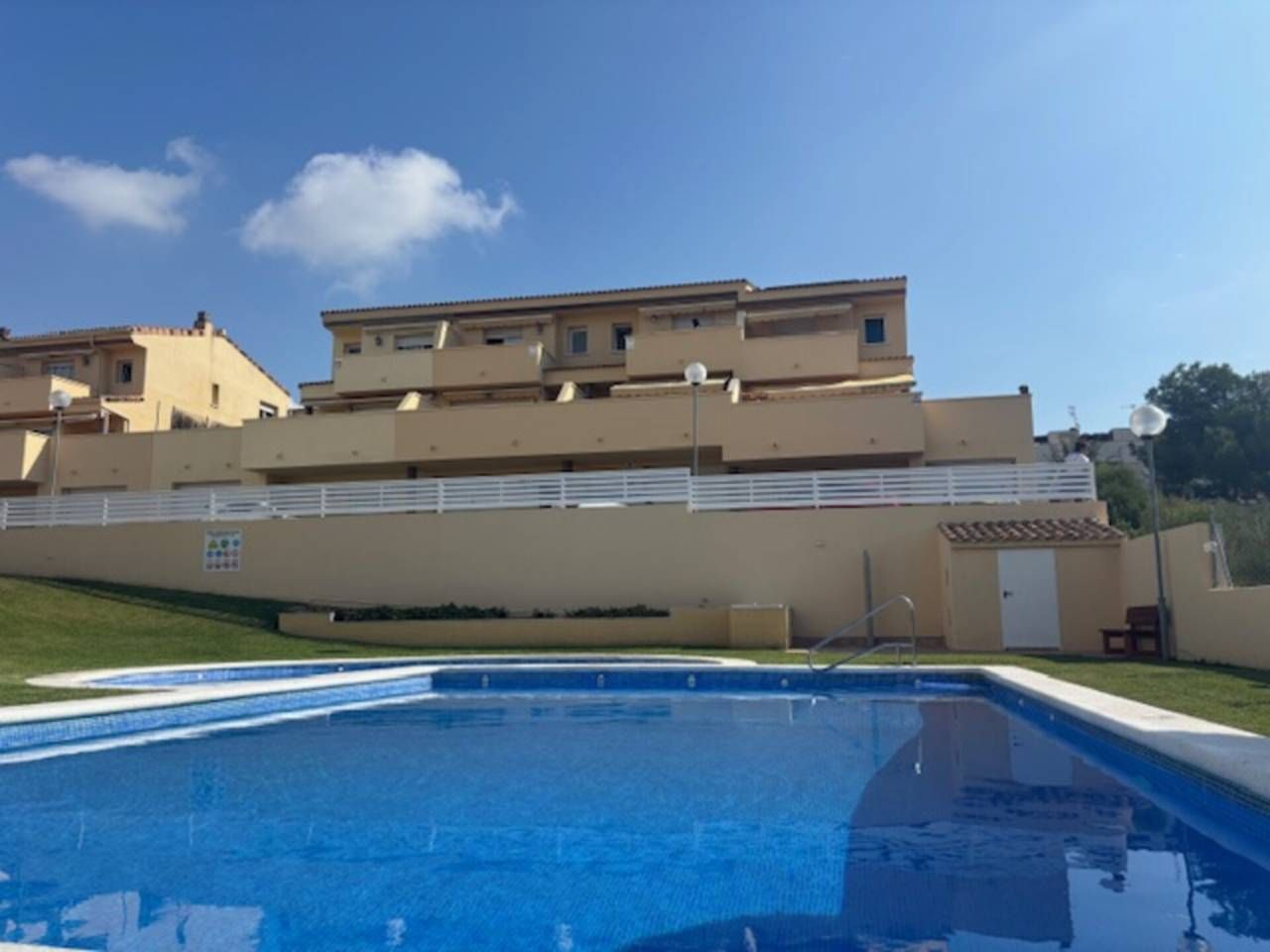 Swimming pool of Single-family semi-detached for sale in Cubelles  with Heating, Terrace and Community pool