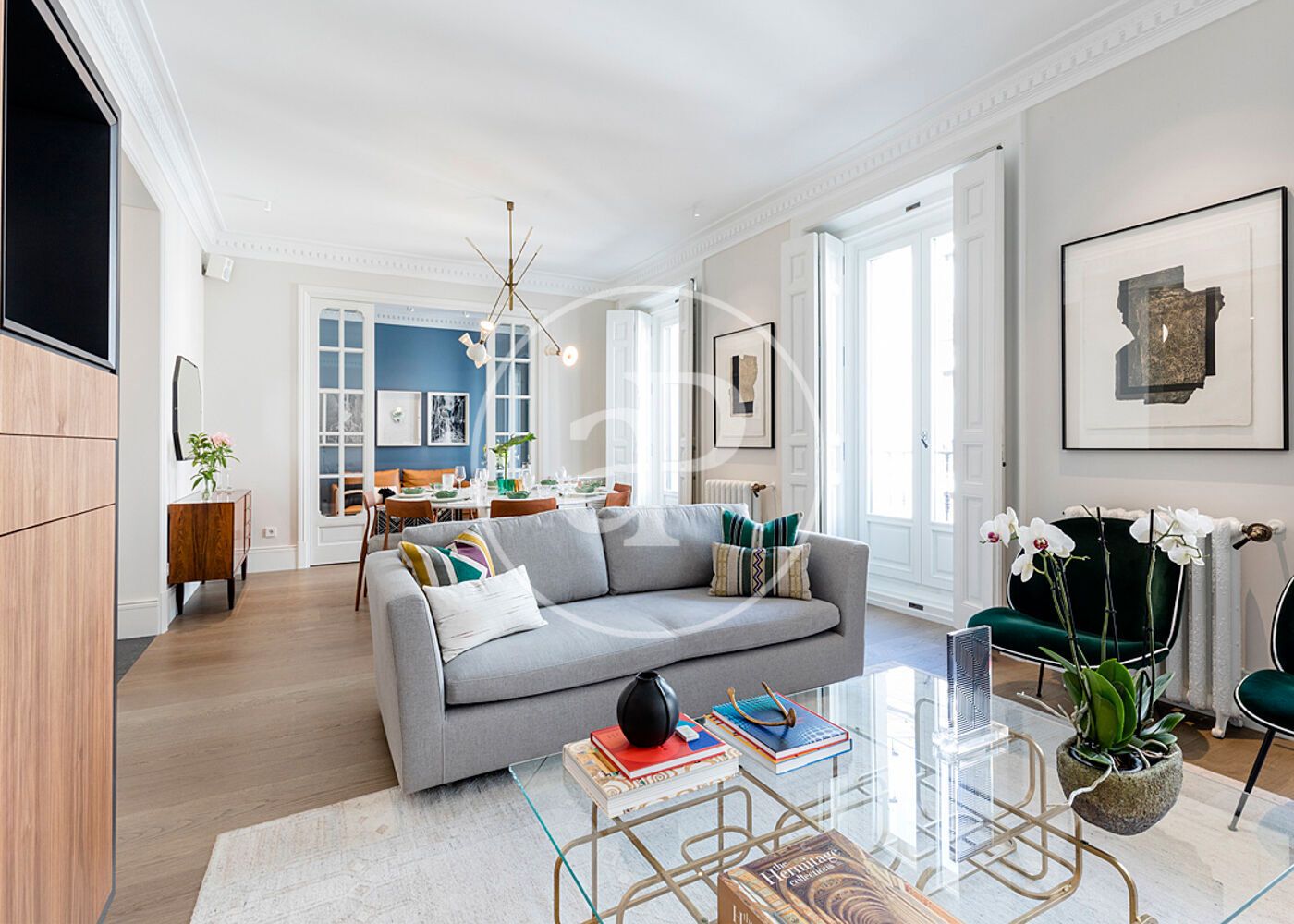 Sala d'estar de Pis de lloguer en  Madrid Capital amb Aire condicionat, Calefacció i Moblat