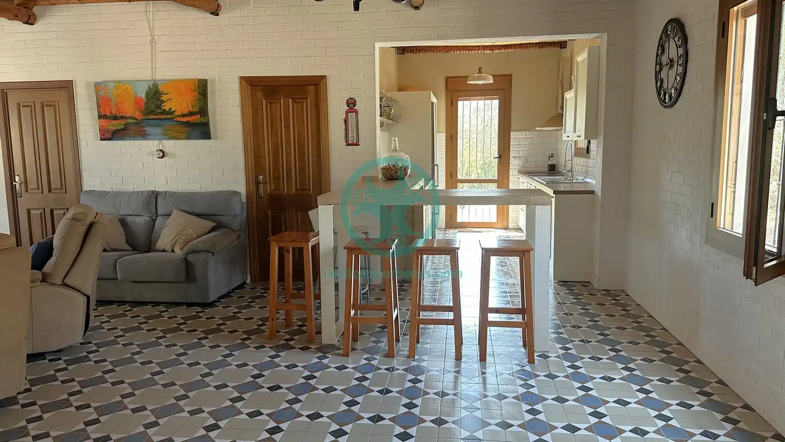 Küche von Country house zur Miete in Cáceres mit Schwimmbad, Möbliert und Ofen